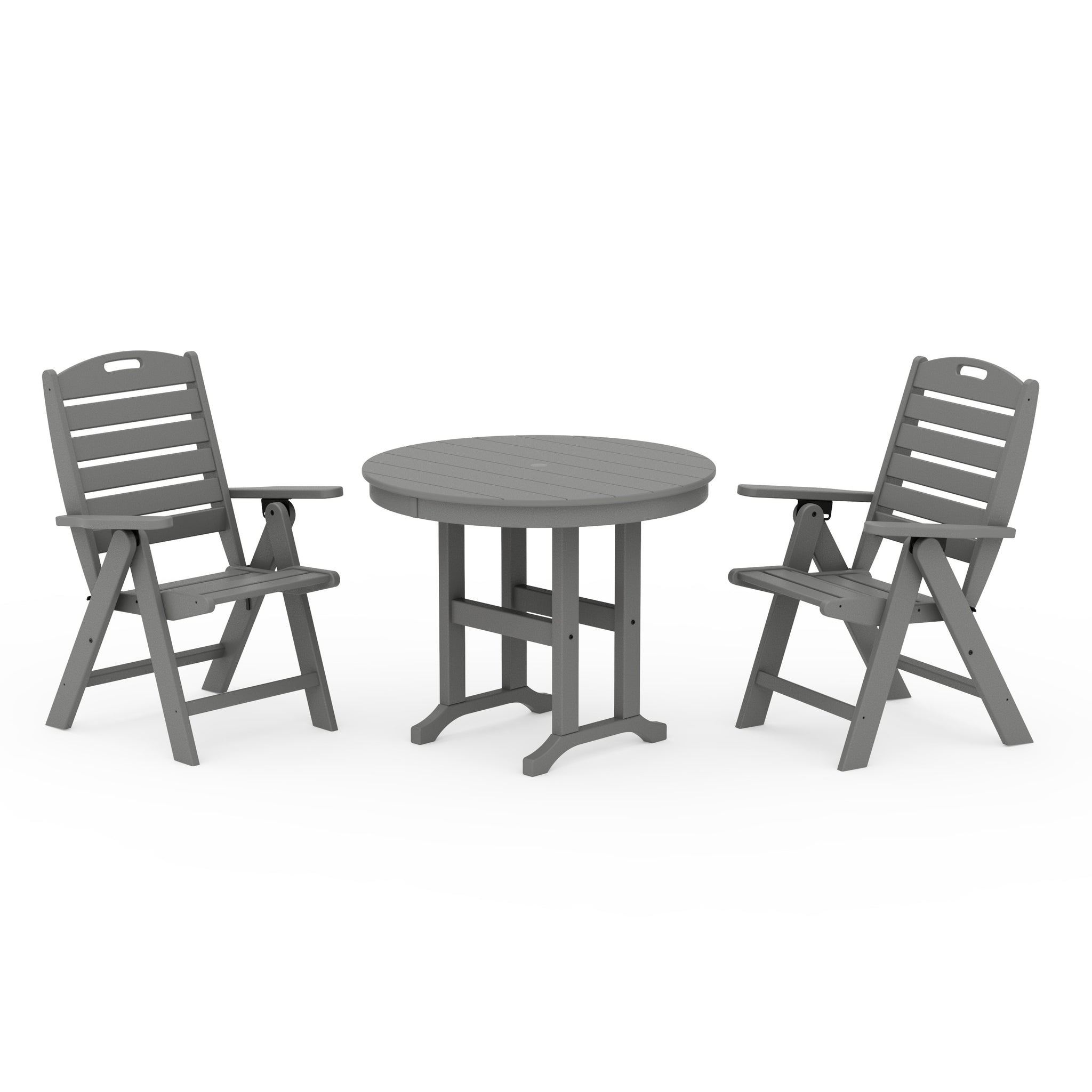 Nautical Folding Highback Chair 3-Piece Round Dining Set