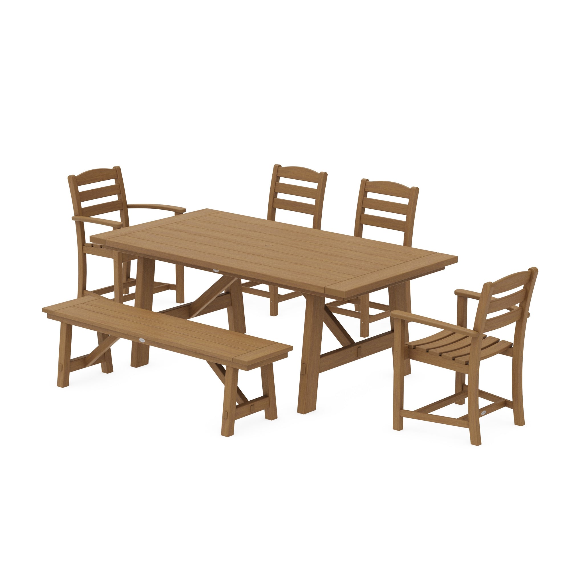La Casa Café 6-Piece Rustic Farmhouse Dining Set with Bench