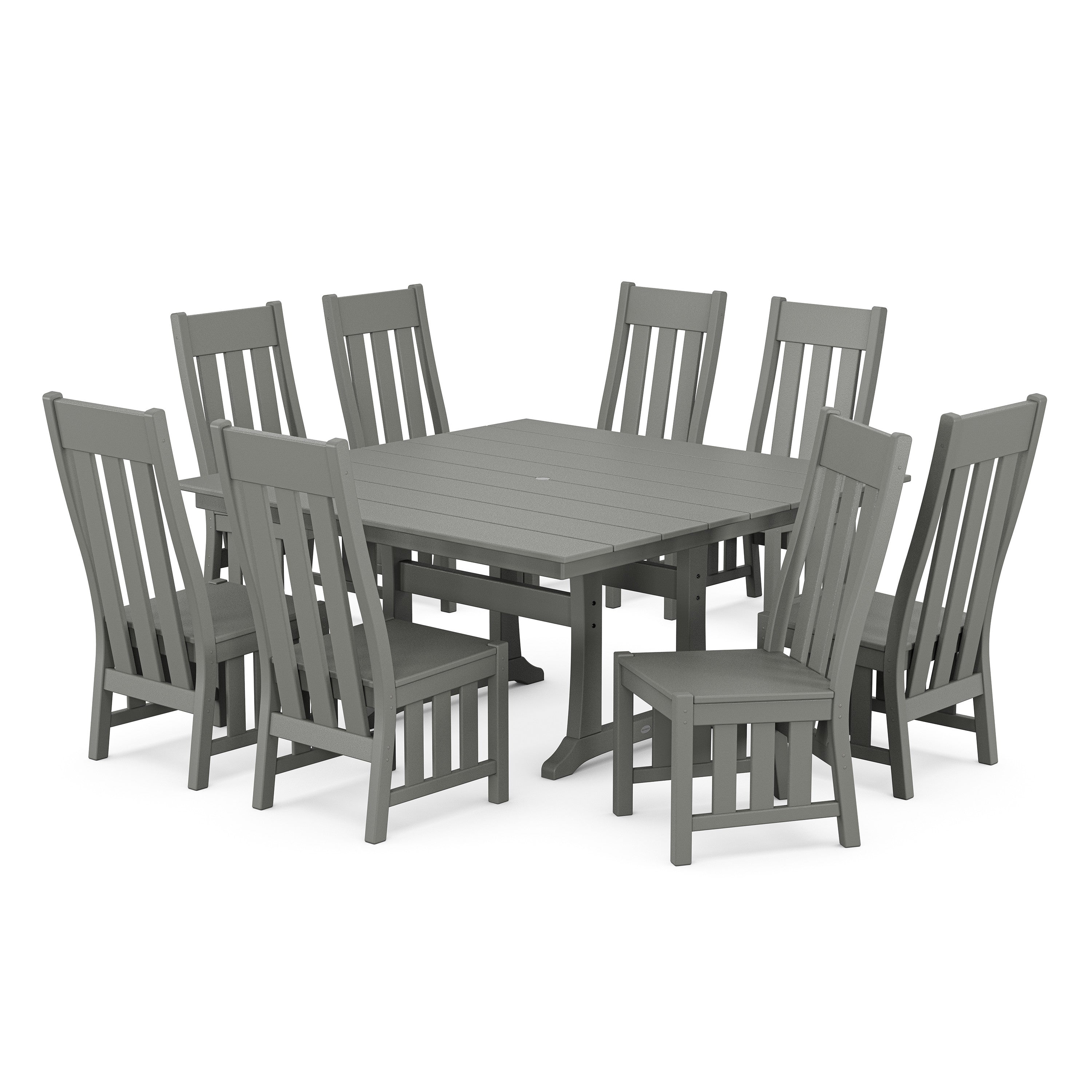 Acadia Side Chair 9-Piece Square Farmhouse Dining Set with Trestle Legs