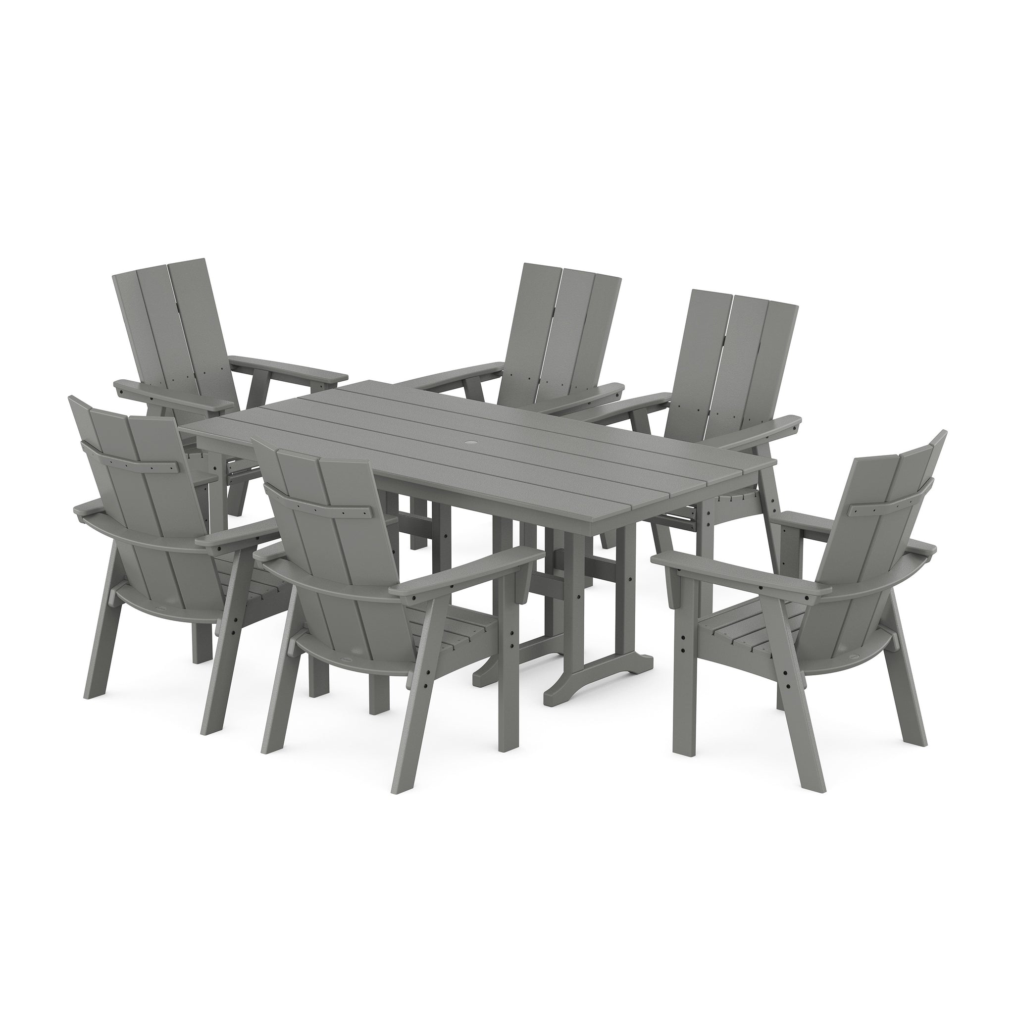 Modern Curveback Adirondack 7-Piece Farmhouse Dining Set