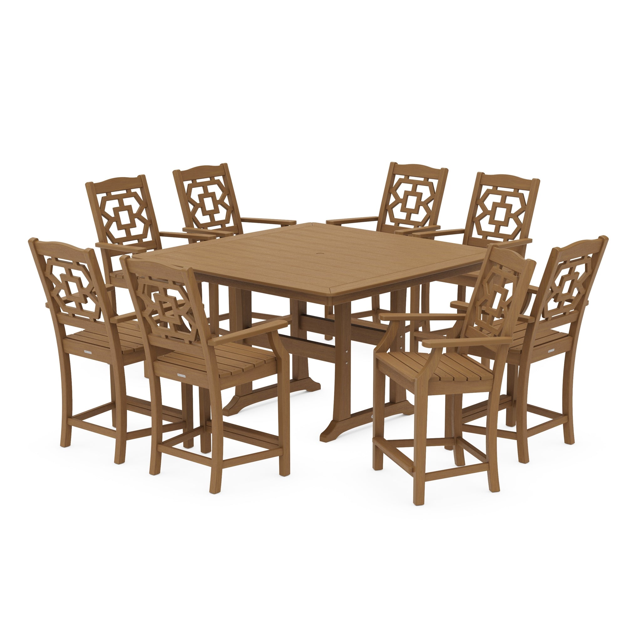 Chinoiserie 9-Piece Square Counter Set with Trestle Legs