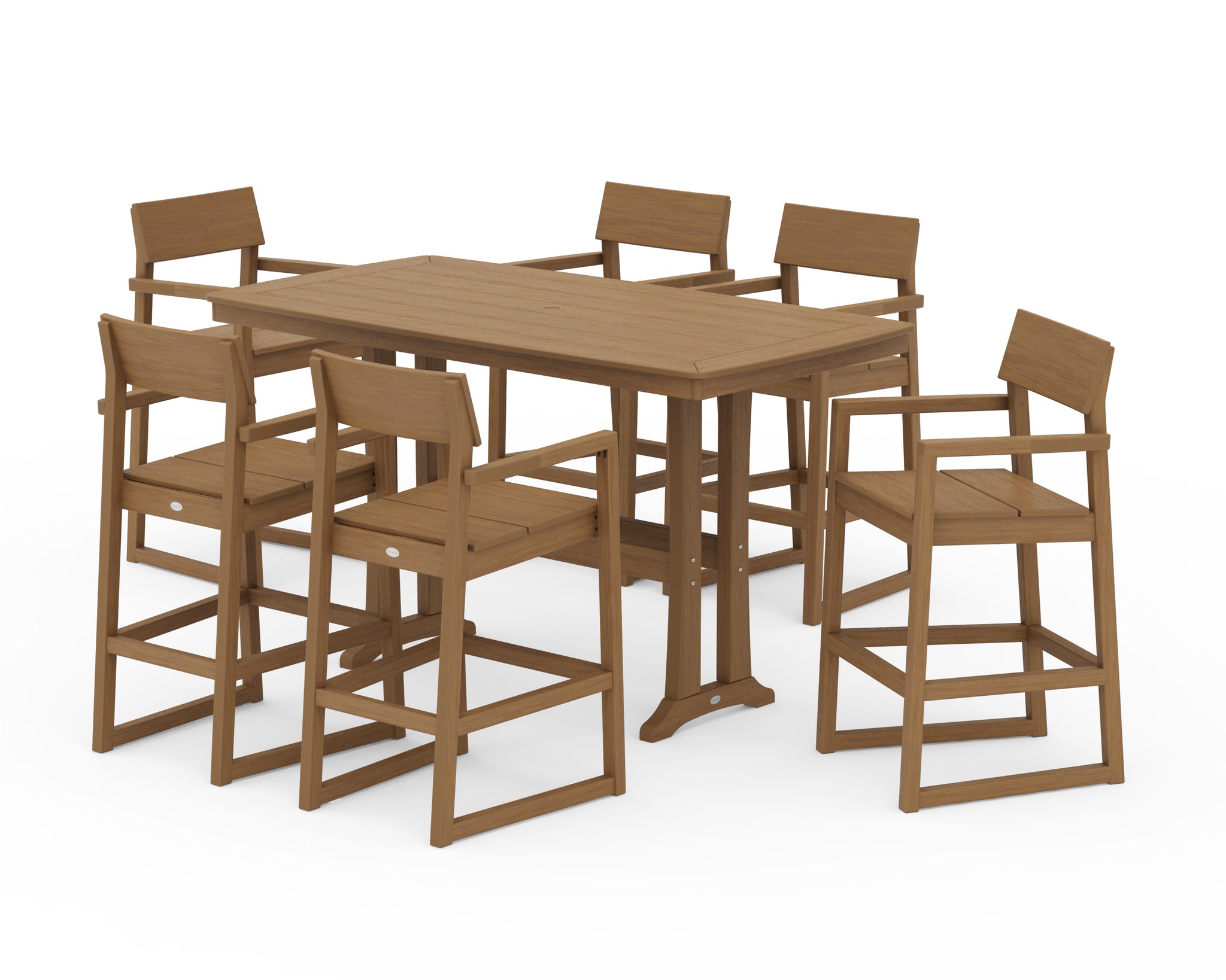 EDGE Arm Chair 7-Piece Bar Set with Trestle Legs