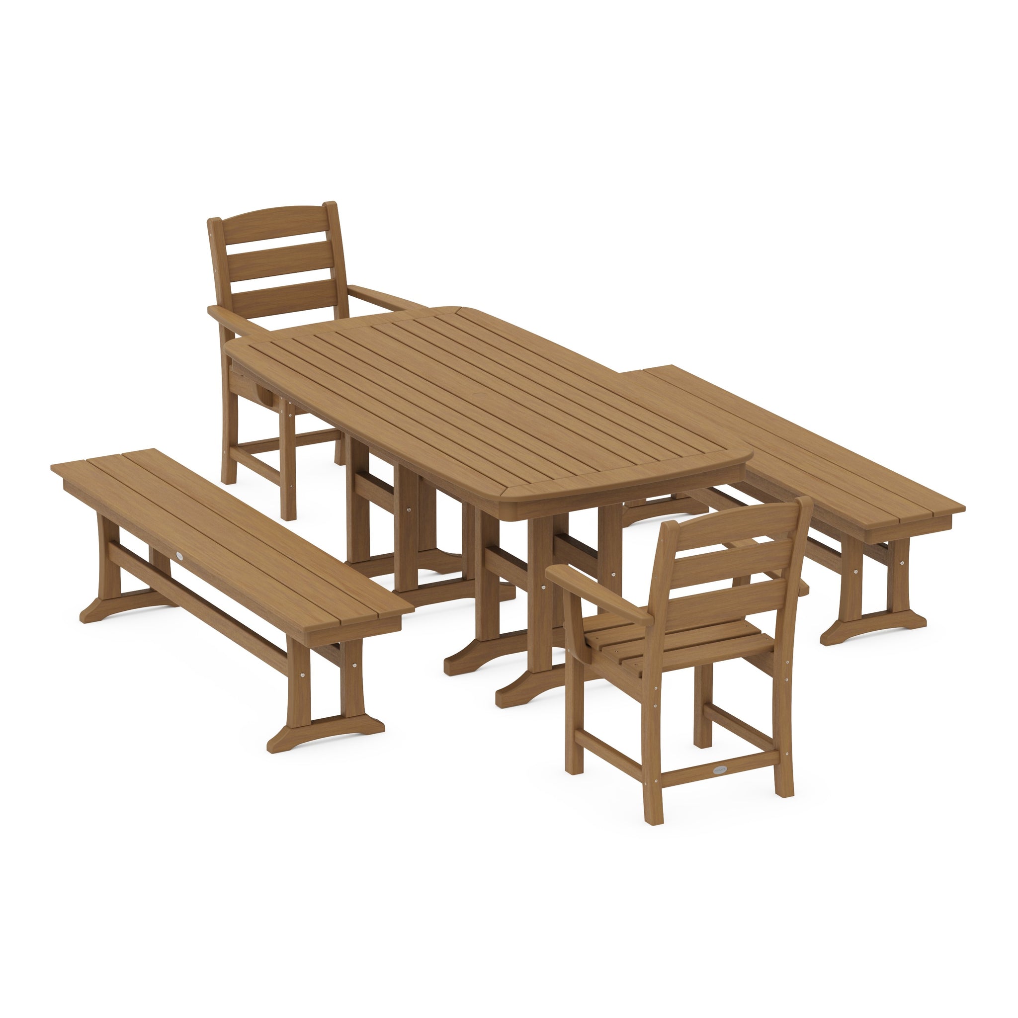 Lakeside 5-Piece Dining Set with Benches