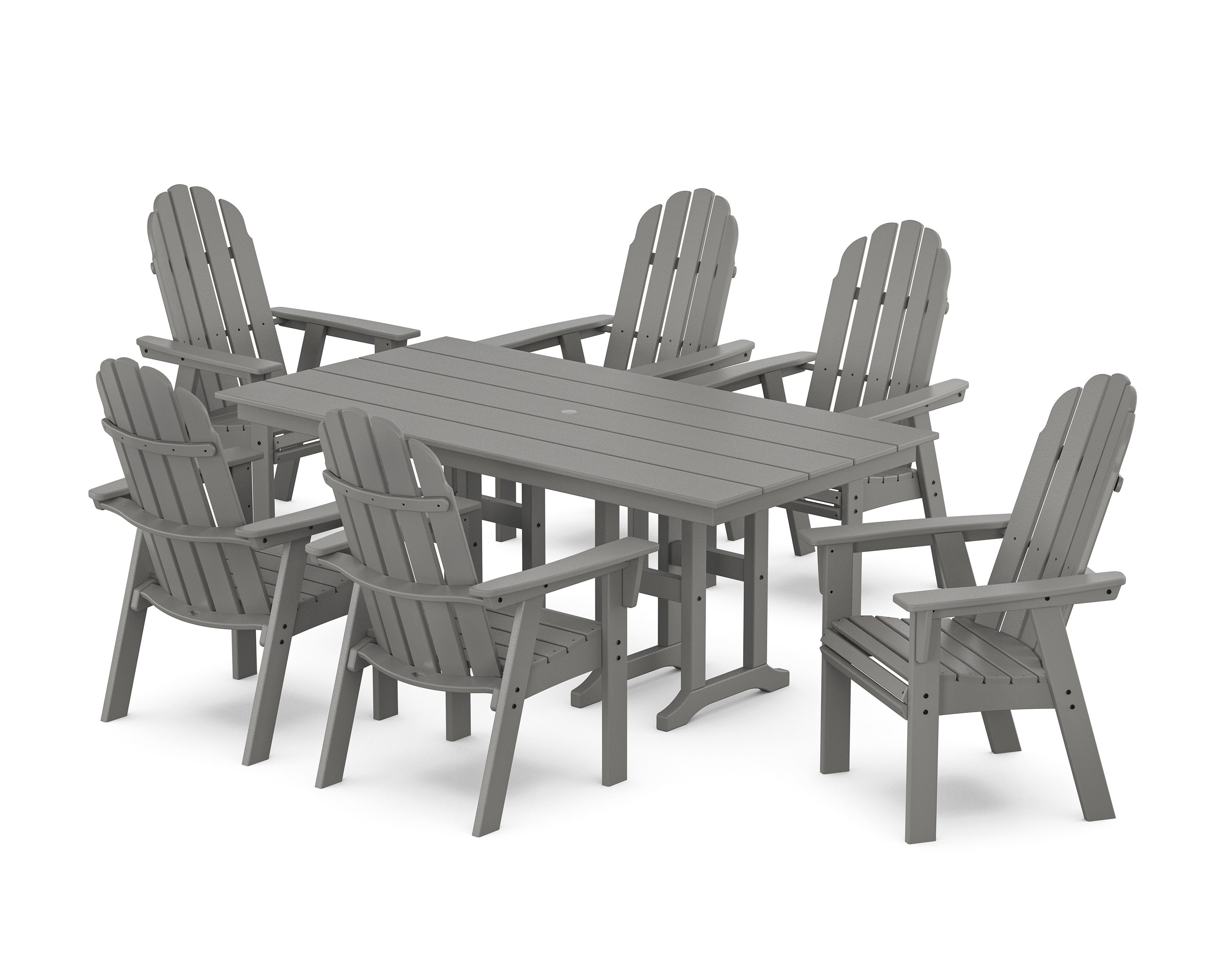Vineyard Curveback Adirondack Chair 7-Piece Farmhouse Dining Set