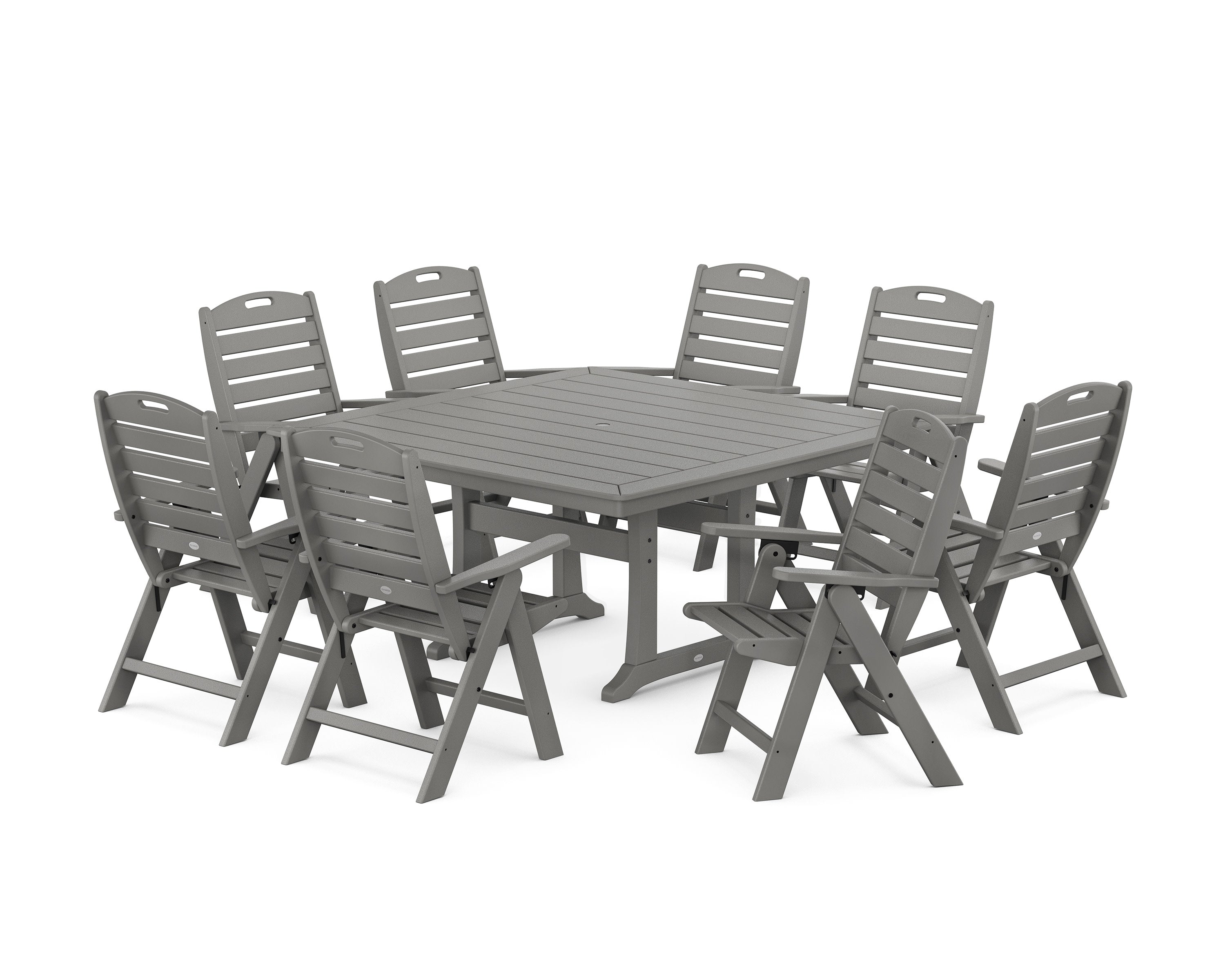 Nautical Highback 9-Piece Square Dining Set with Trestle Legs