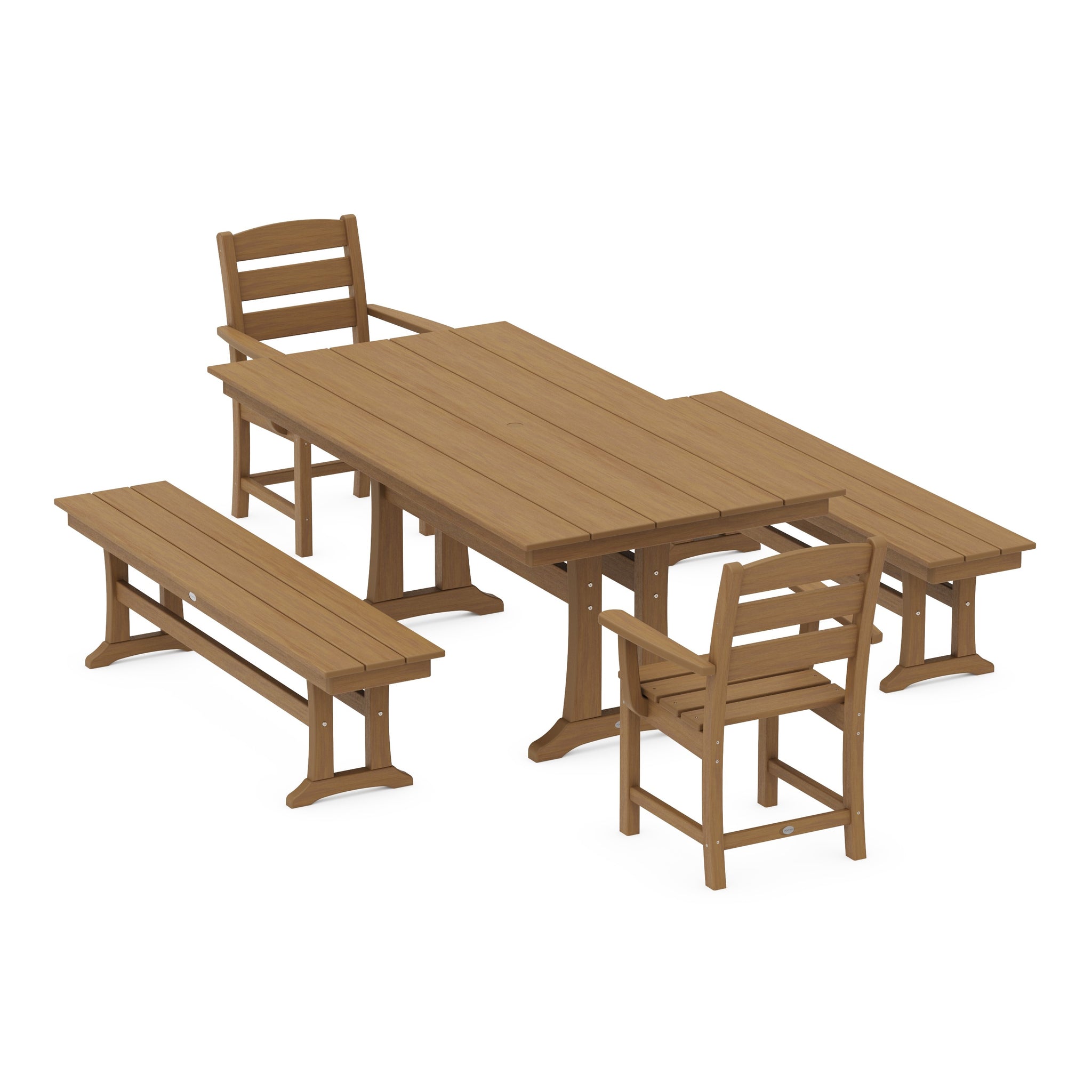 Lakeside 5-Piece Farmhouse Dining Set With Trestle Legs