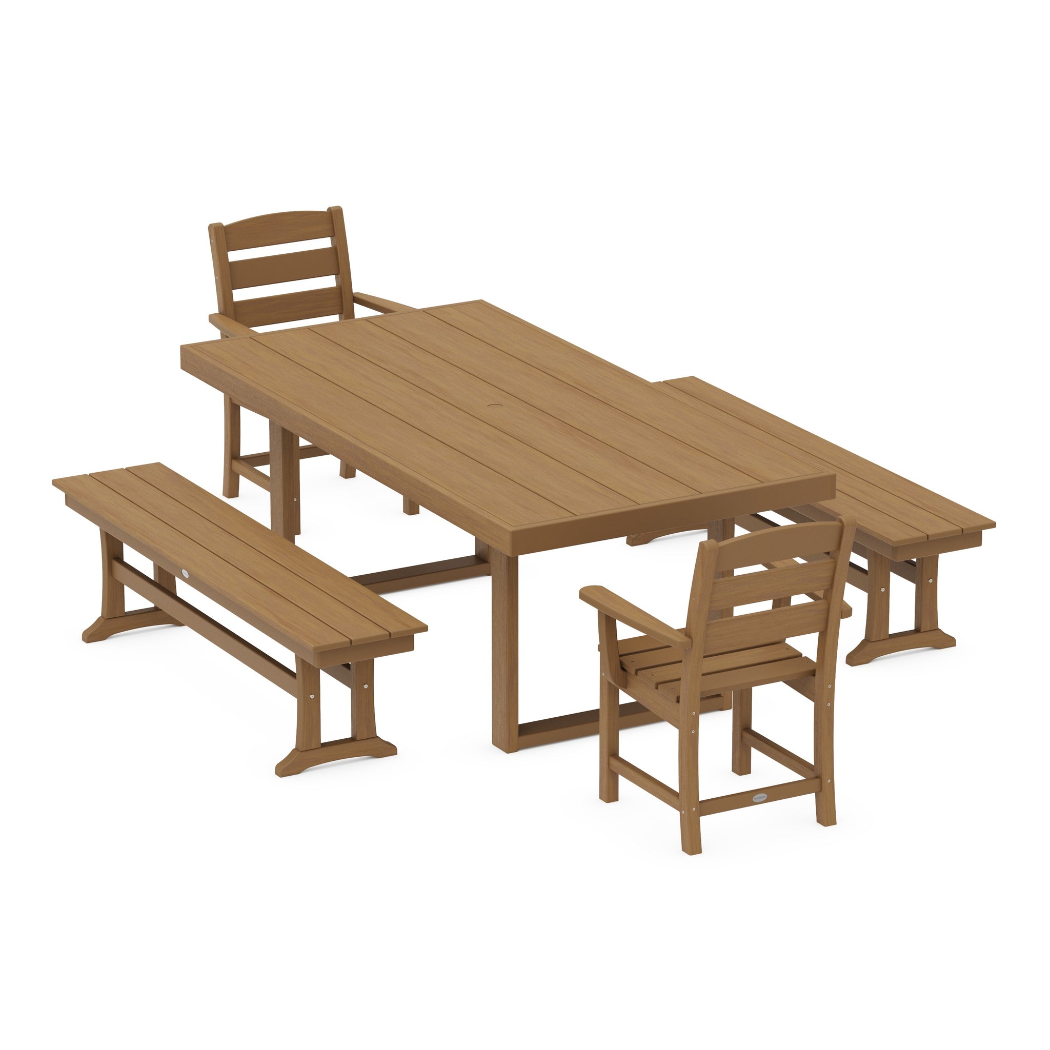 Lakeside 5-Piece Dining Set with Benches