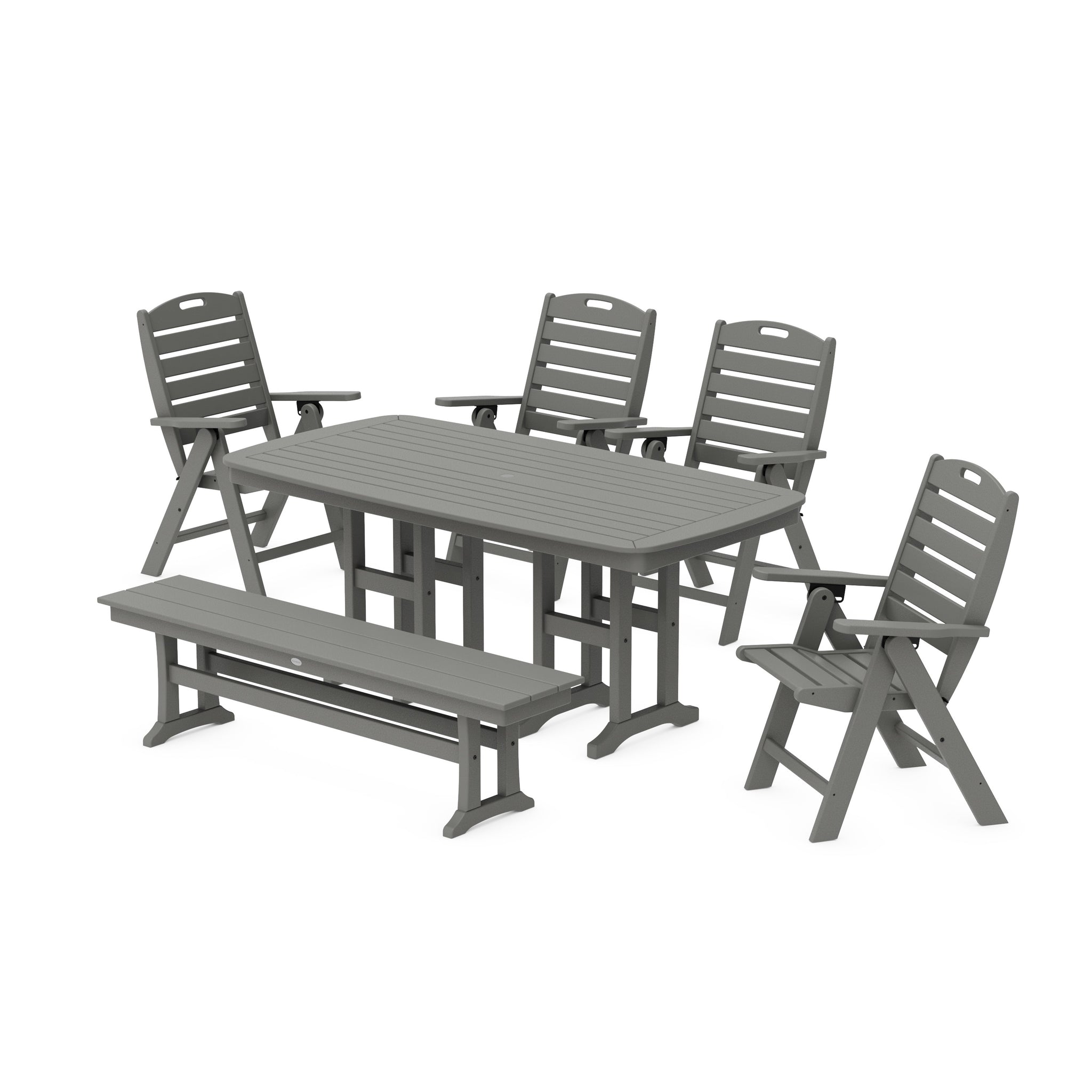 Nautical Highback 6-Piece Dining Set with Bench