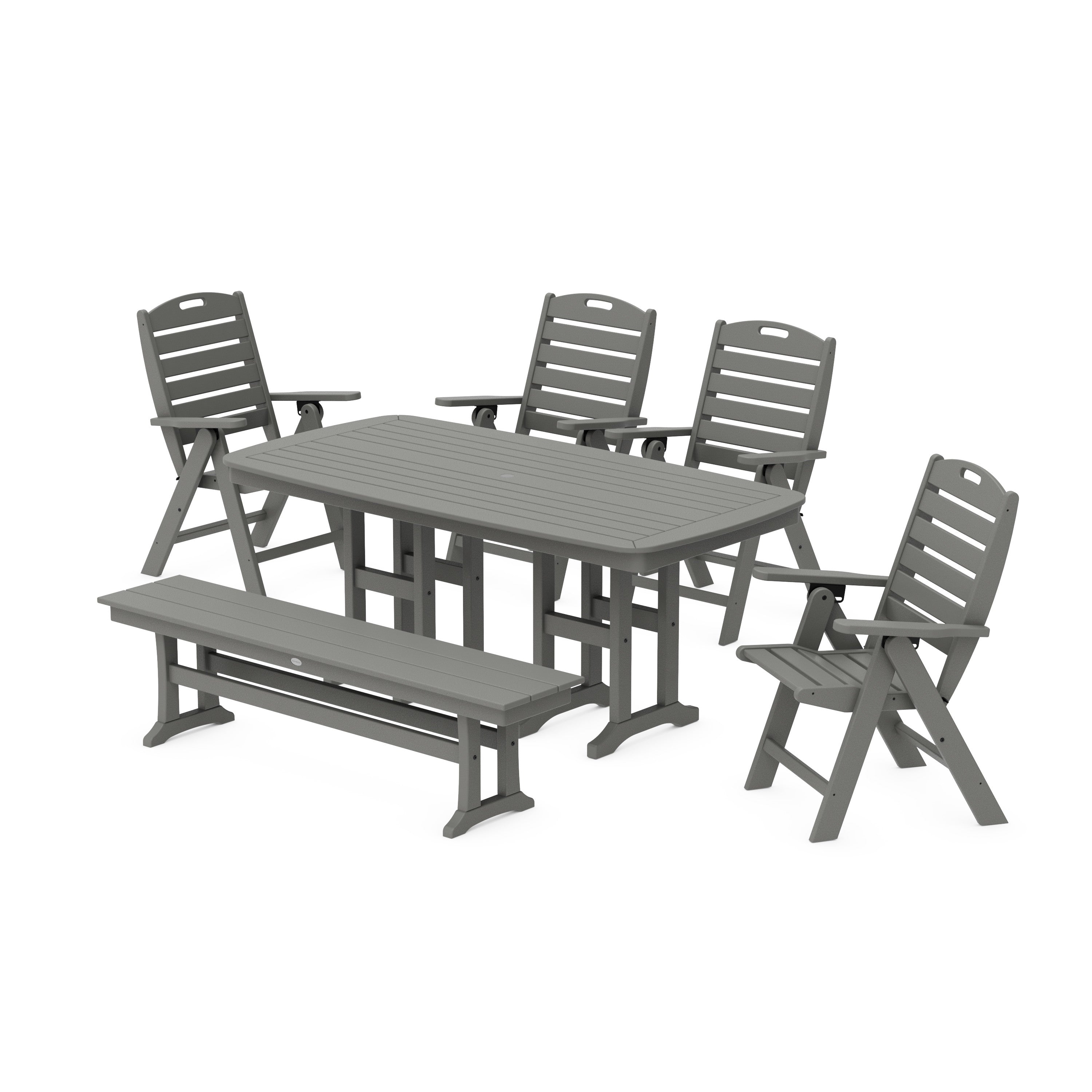 Nautical Highback 6-Piece Dining Set with Bench