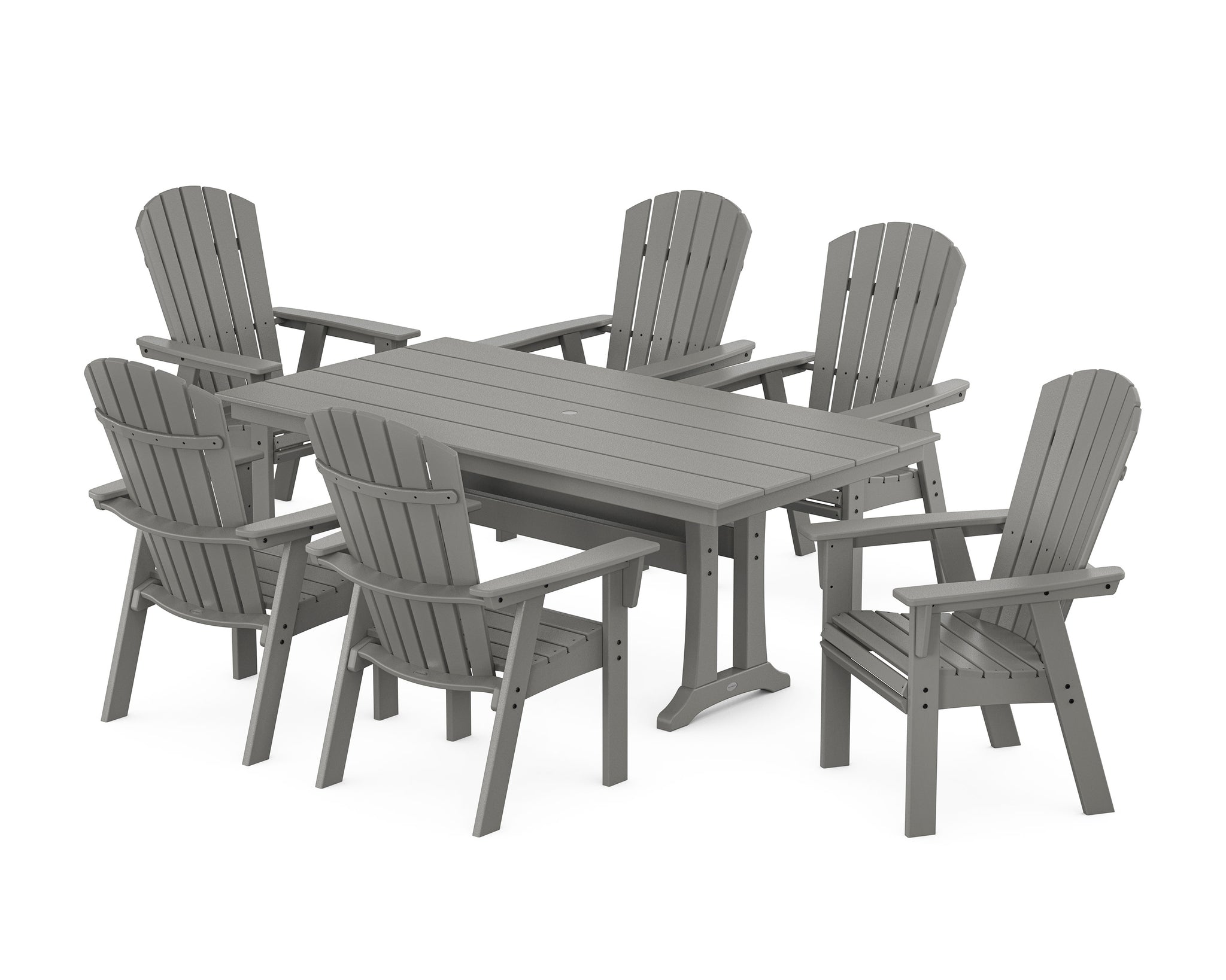 Nautical Curveback Adirondack 7-Piece Farmhouse Dining Set with Trestle Legs