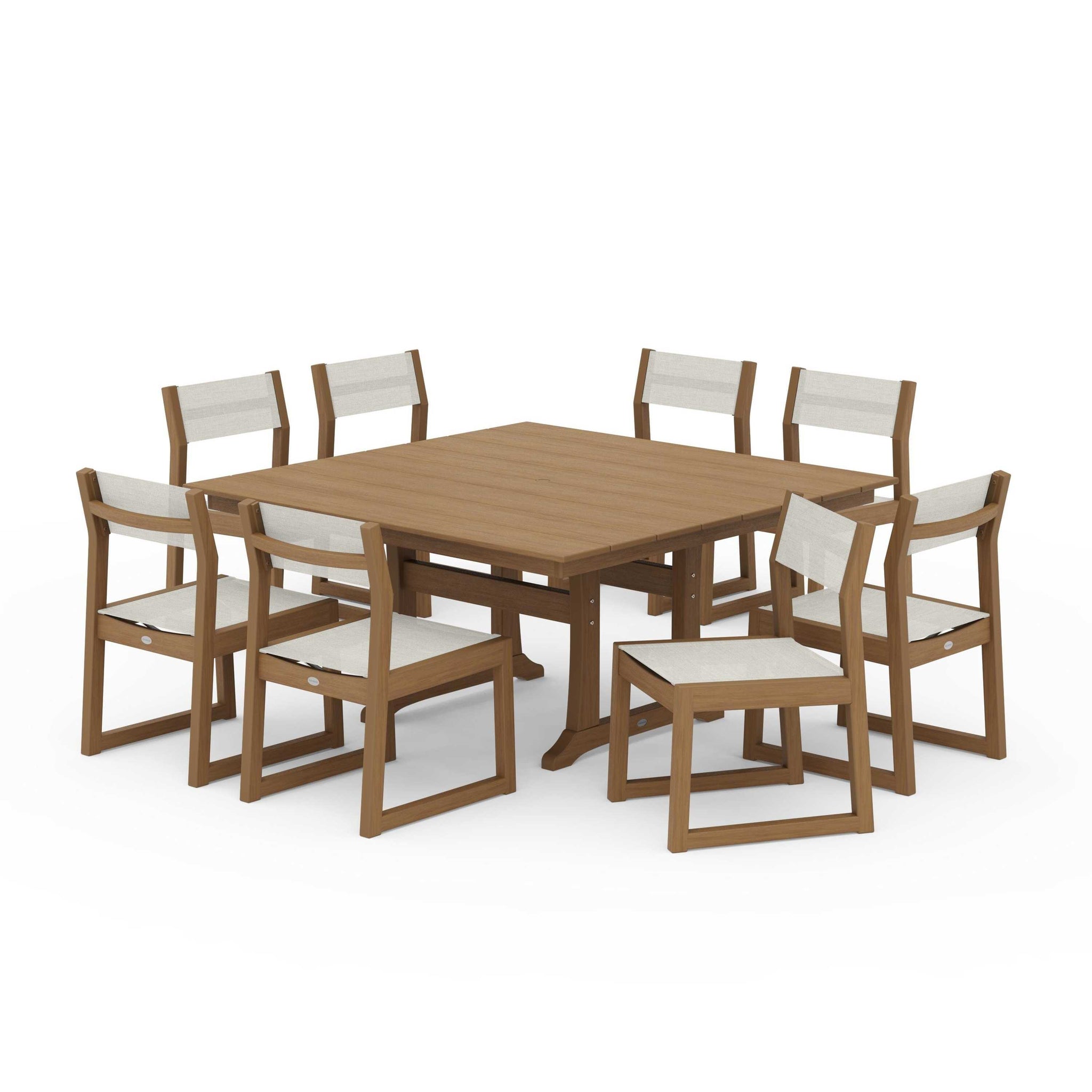 EDGE Sling Side Chair 9-Piece Farmhouse Trestle Dining Set