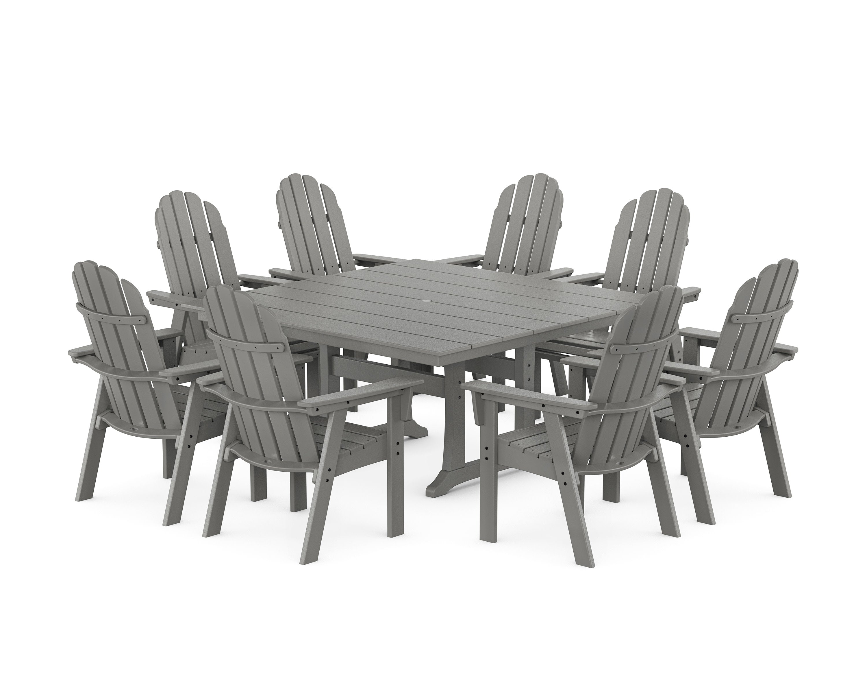 Vineyard Curveback Adirondack 9-Piece Square Farmhouse Dining Set with Trestle Legs