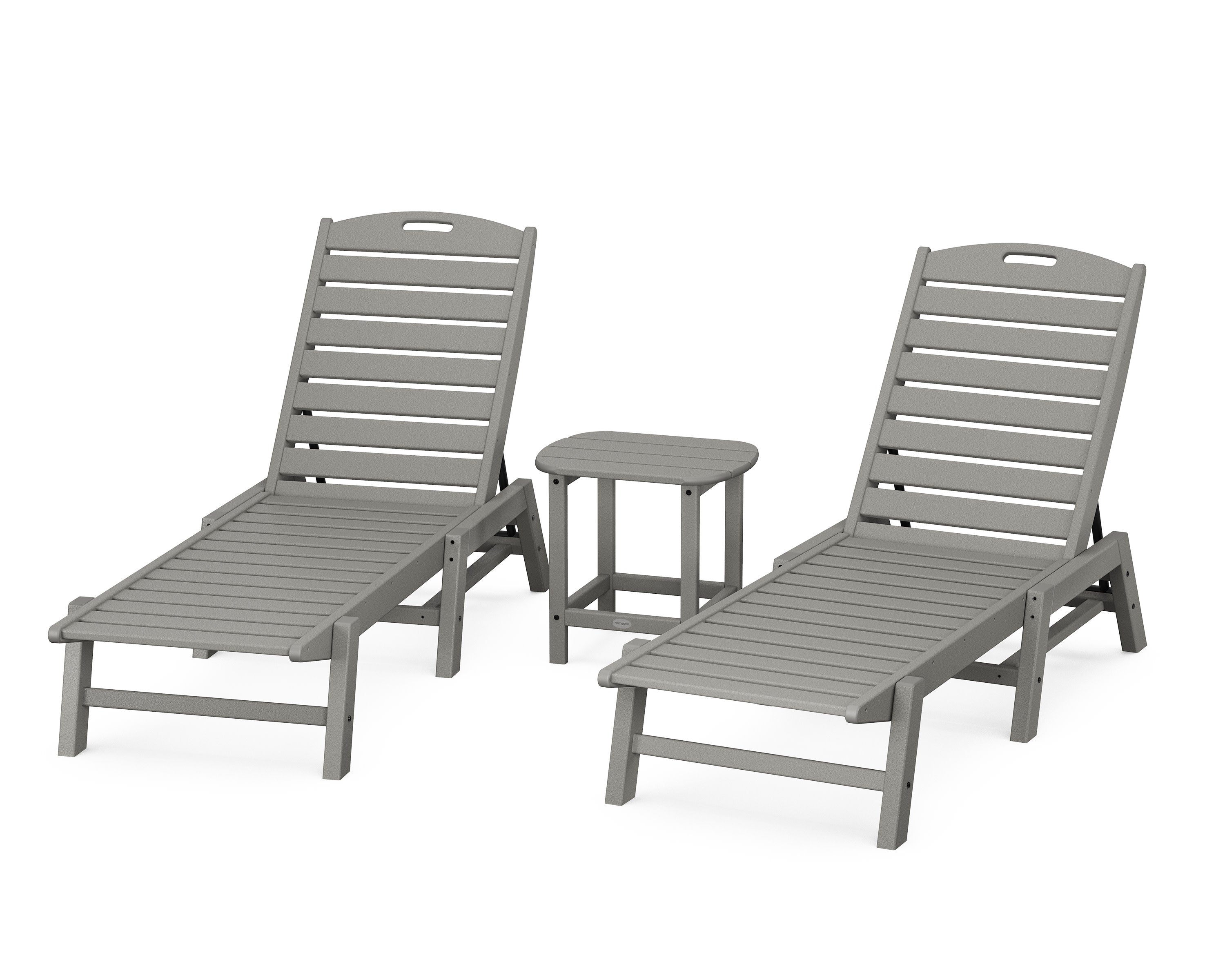 Nautical 3-Piece Chaise Lounge Set with South Beach 18" Side Table