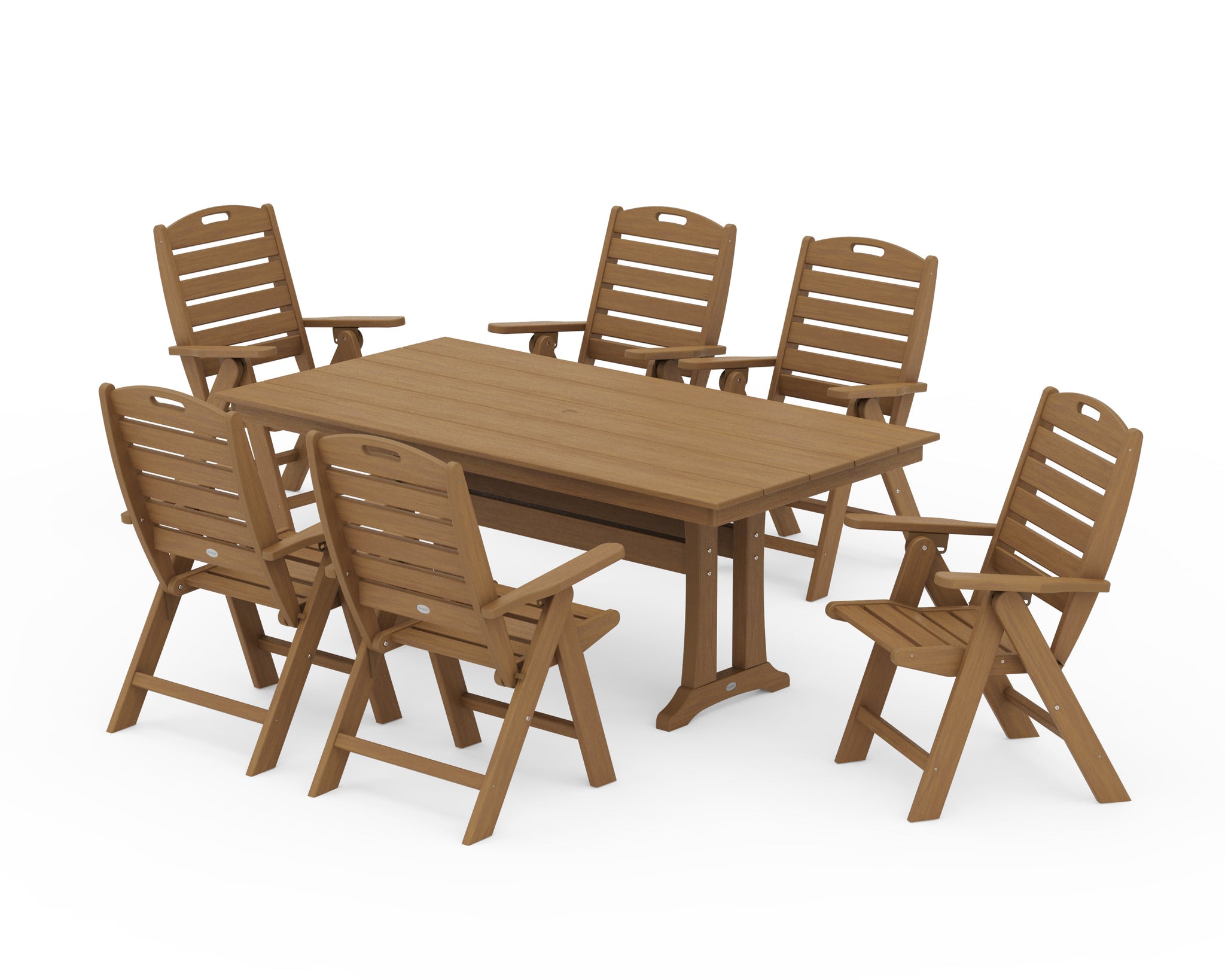 Nautical Highback 7-Piece Farmhouse Dining Set with Trestle Legs