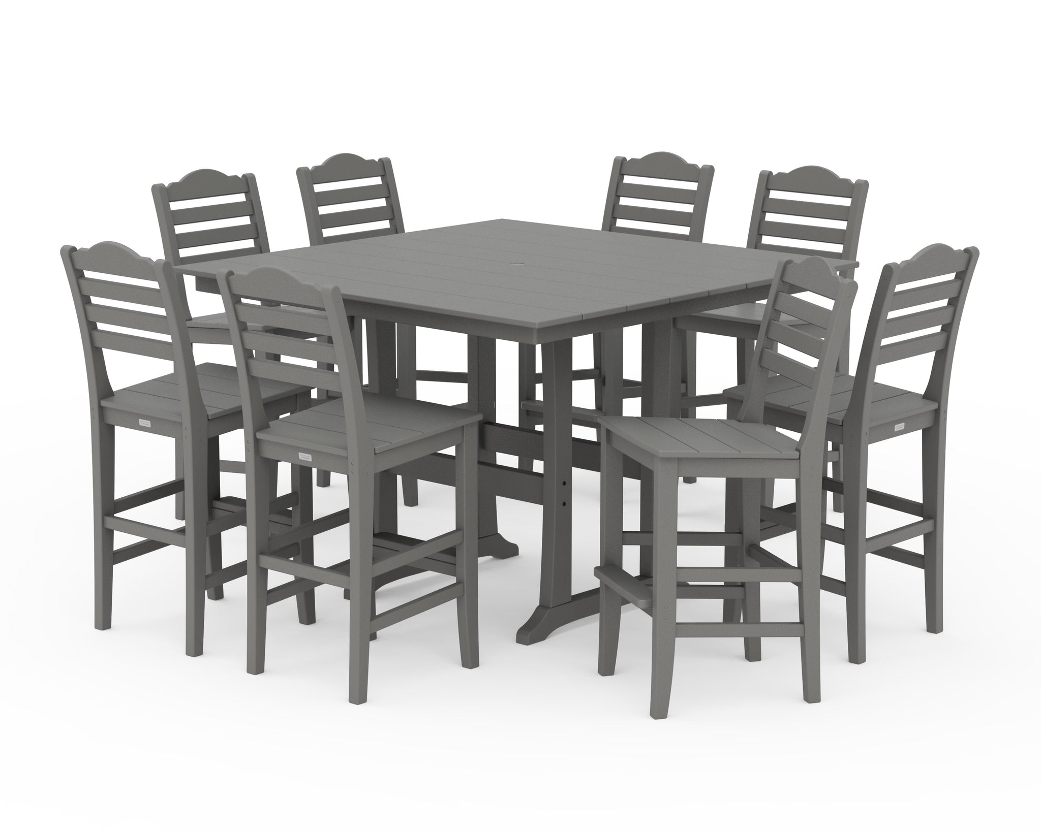 Savannah Side Chair 9-Piece Square Farmhouse Bar Set with Trestle Legs