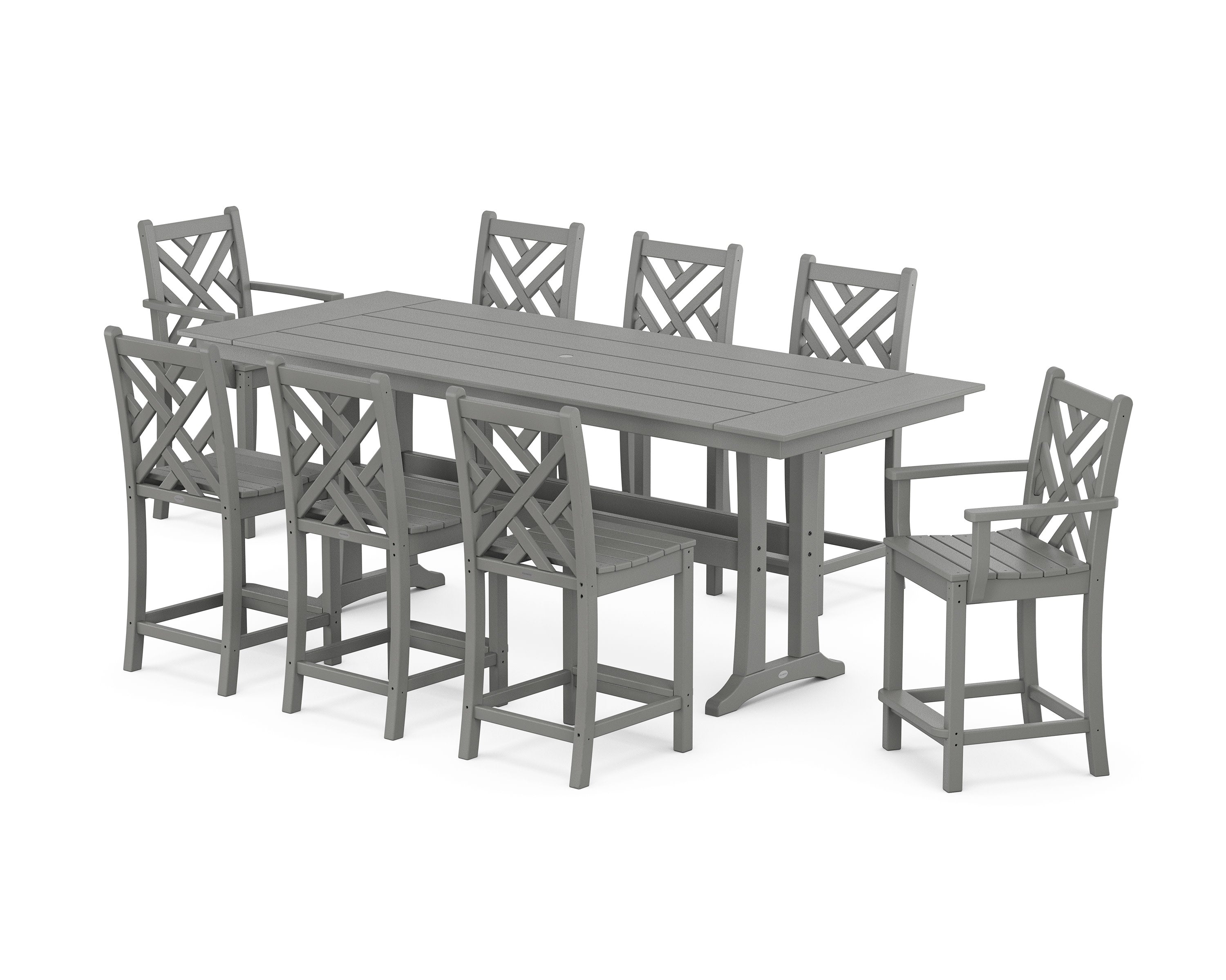Chippendale 9-Piece Farmhouse Counter Set with Trestle Legs