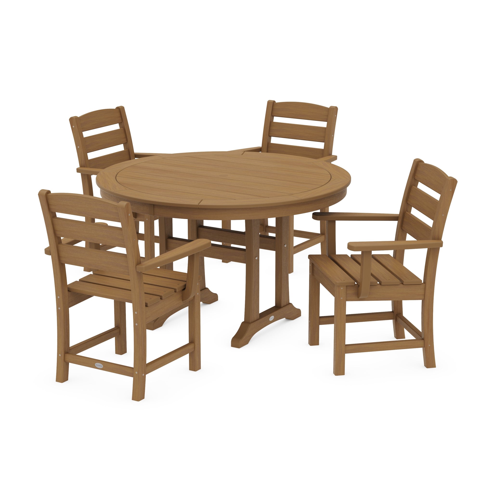 Lakeside 5-Piece Round Dining Set with Trestle Legs