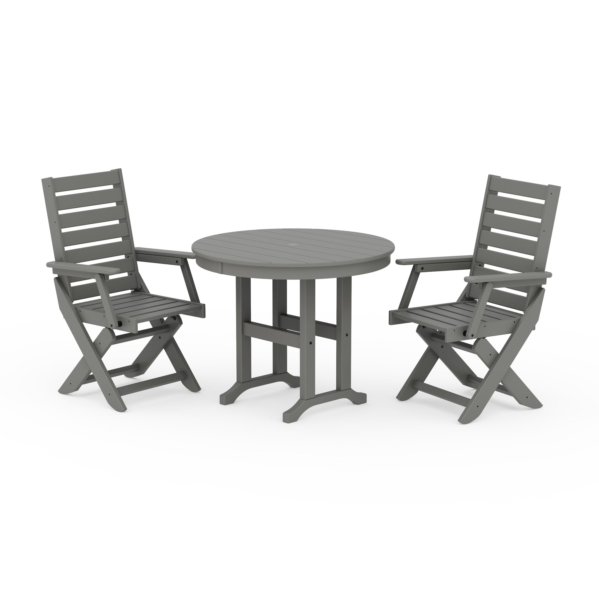 Captain Folding Chair 3-Piece Round Dining Set