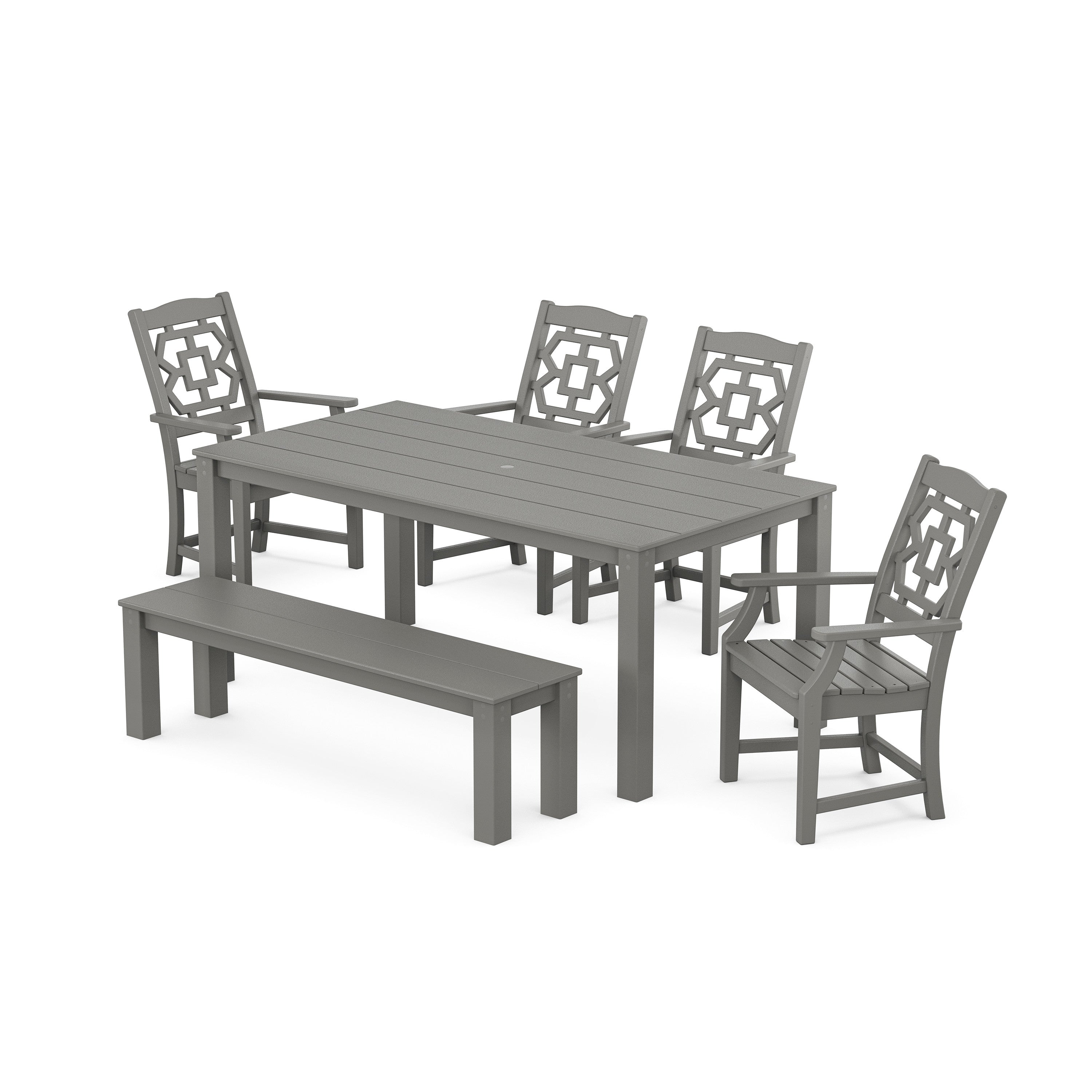 Chinoiserie 6-Piece Parsons Dining Set with Bench