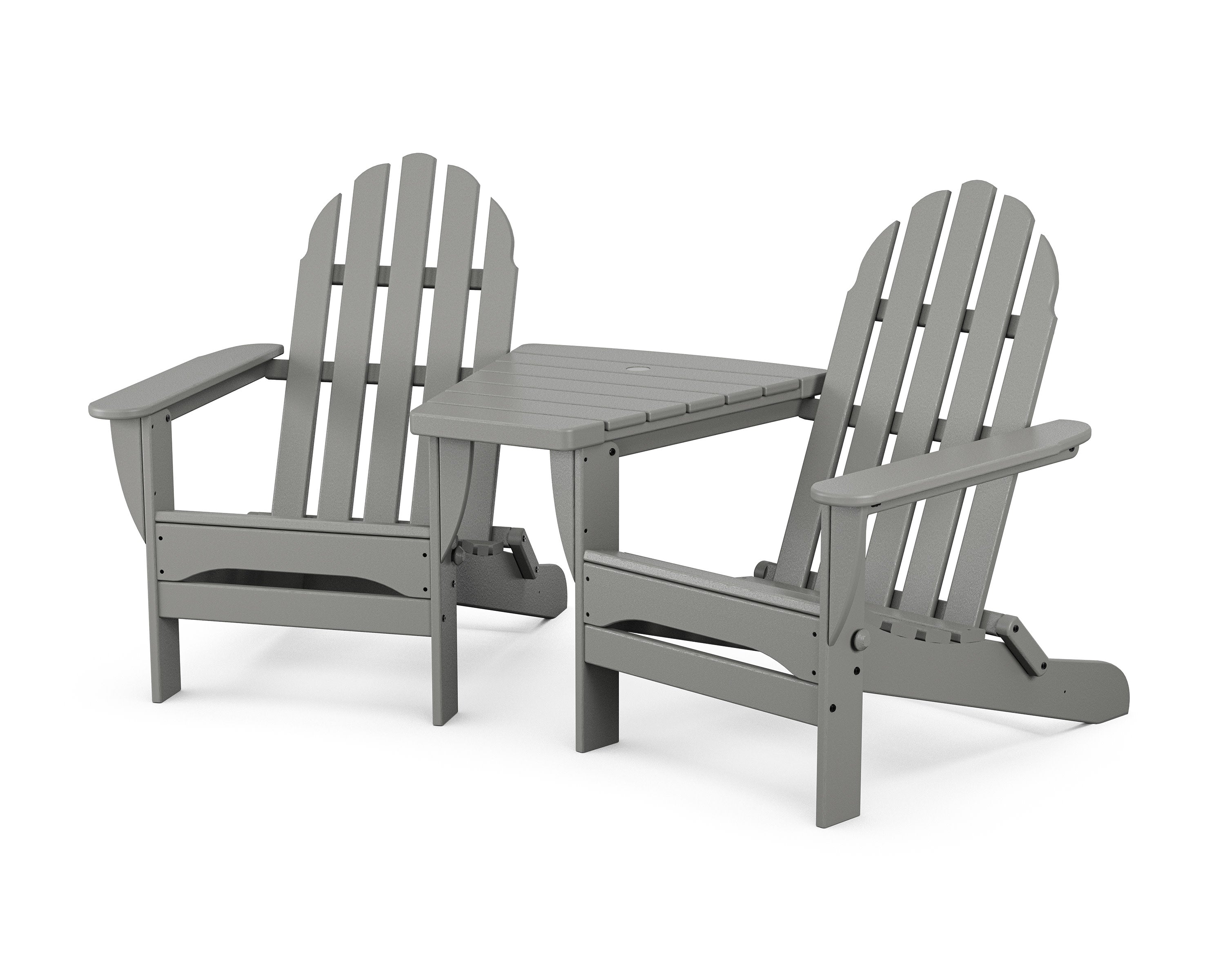 Classic Folding Adirondacks with Angled Connecting Table