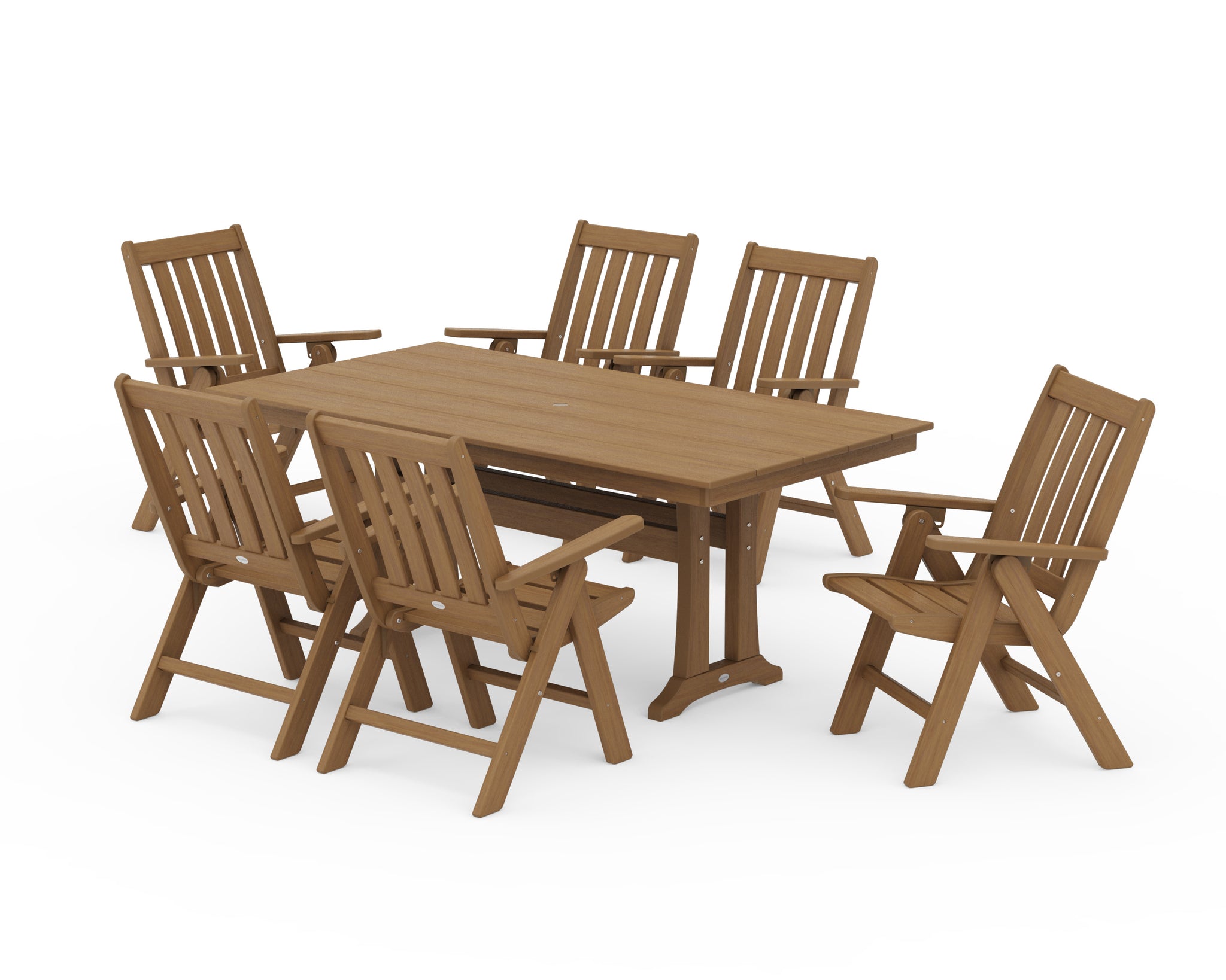 Vineyard Folding Chair 7-Piece Farmhouse Dining Set with Trestle Legs
