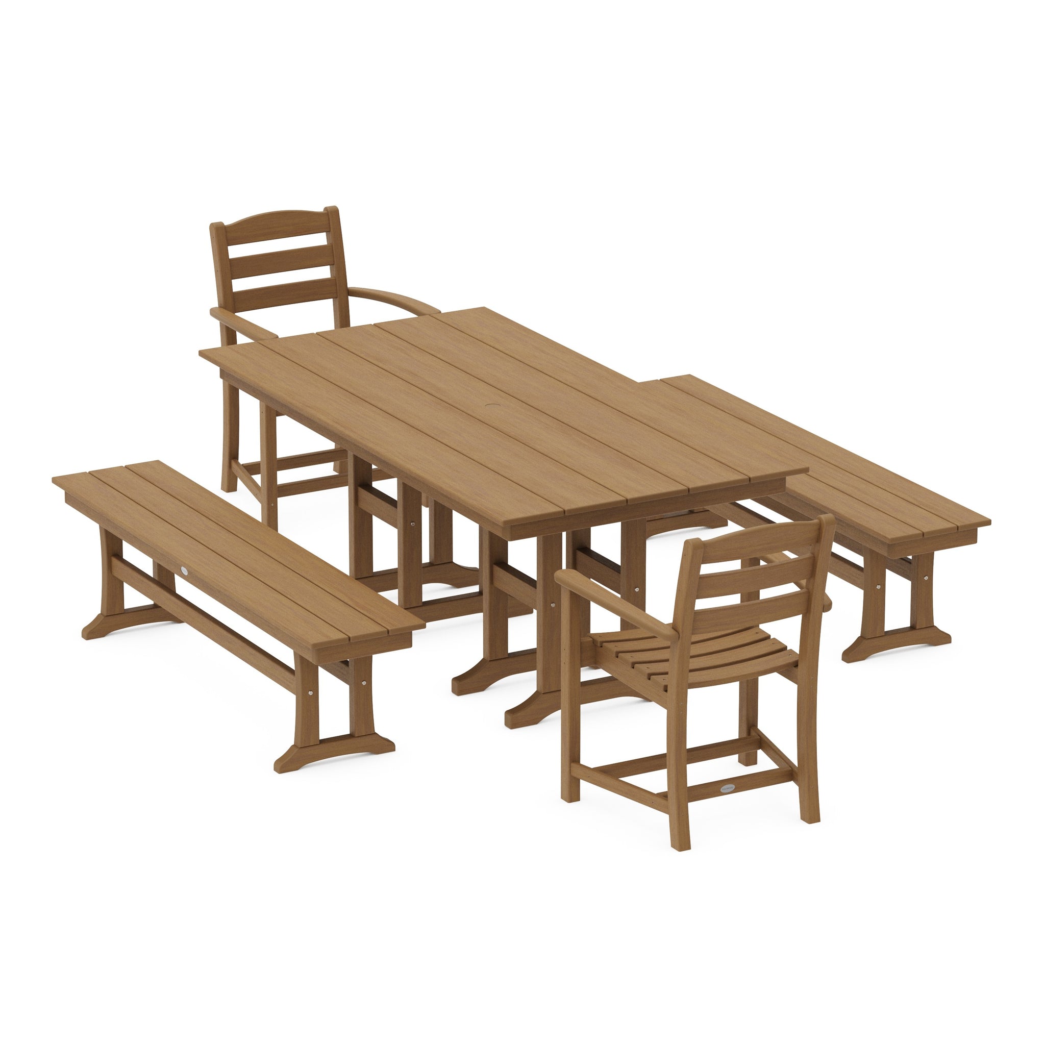 La Casa Café 5-Piece Farmhouse Dining Set with Benches