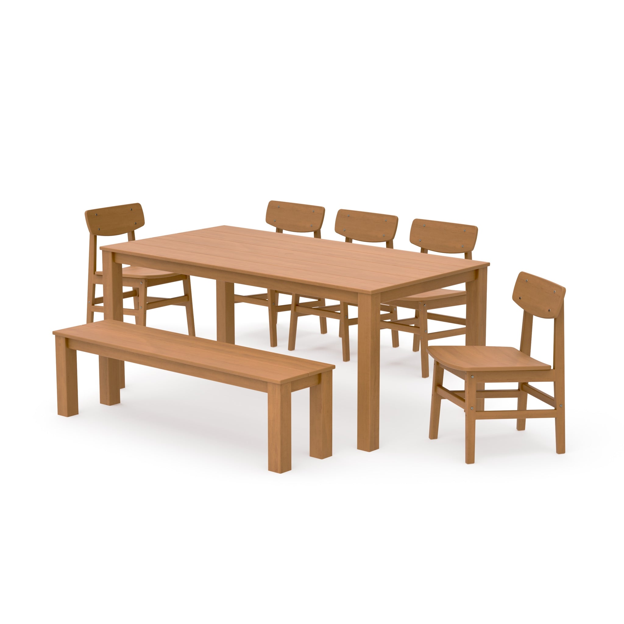 Modern Studio Urban Chair 7-Piece Parsons Dining Set with Bench