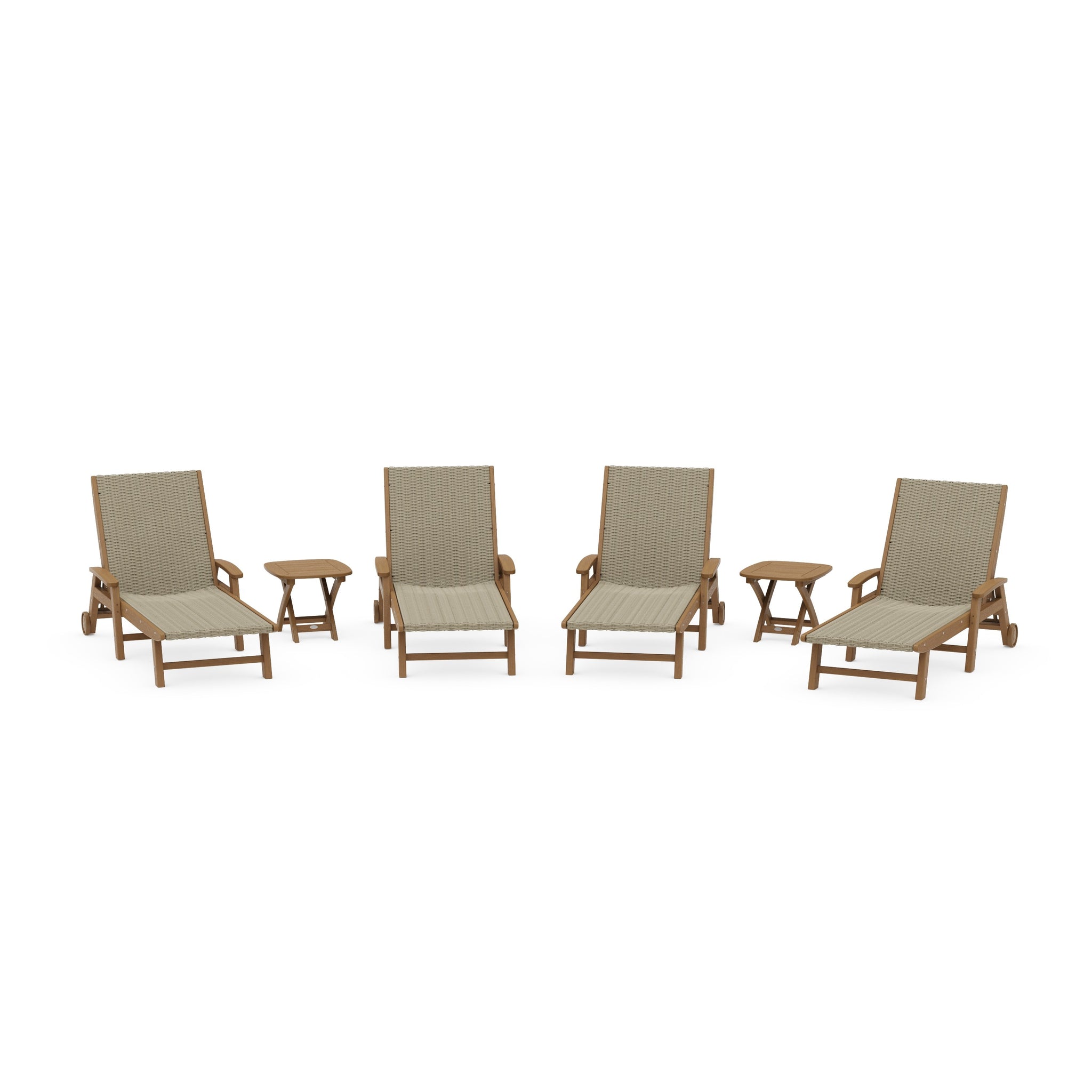 6- Piece Coastal Woven Chaise with Arms and Wheels Chaise Lounge Set
