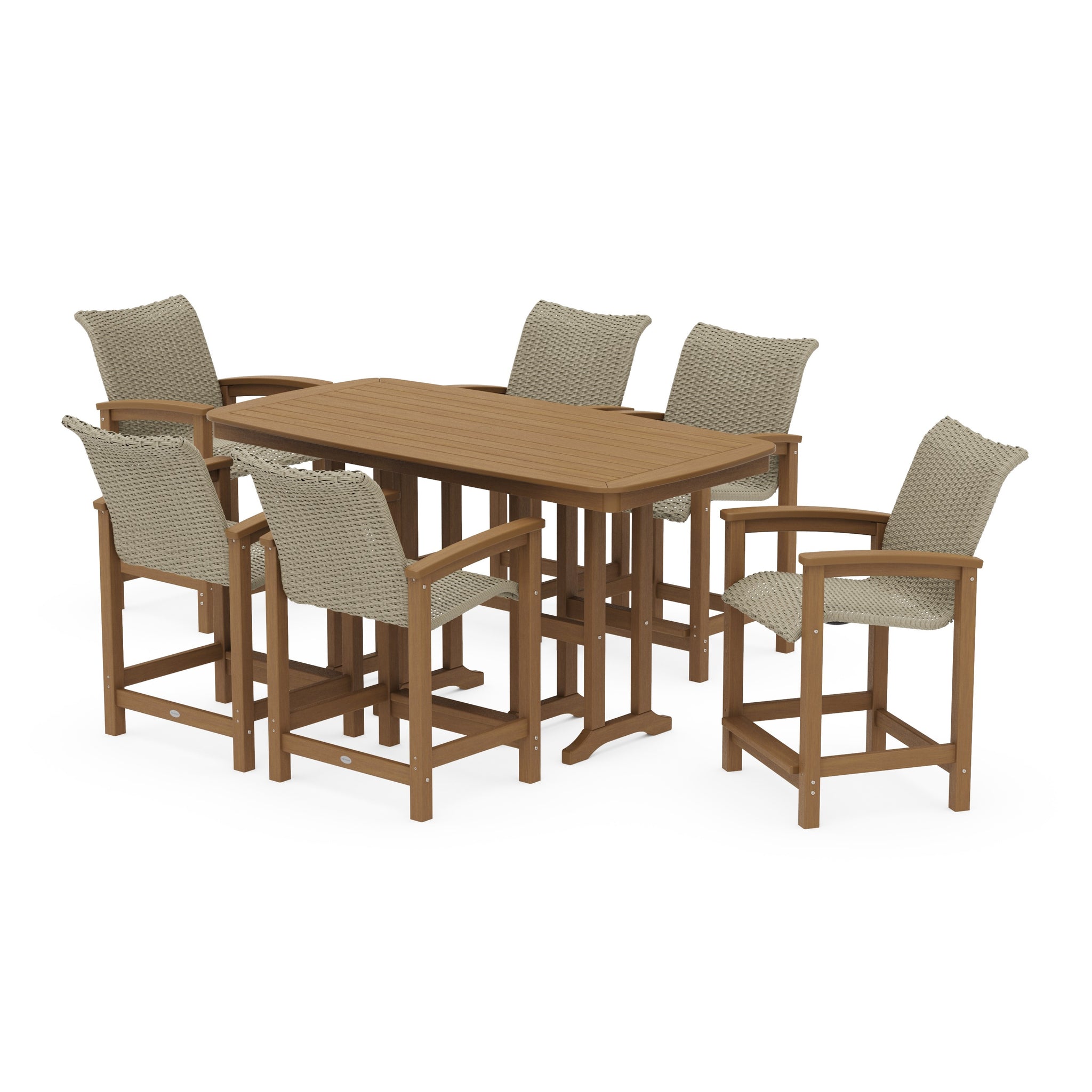 Coastal Woven Arm Chair 7-Piece Counter Set