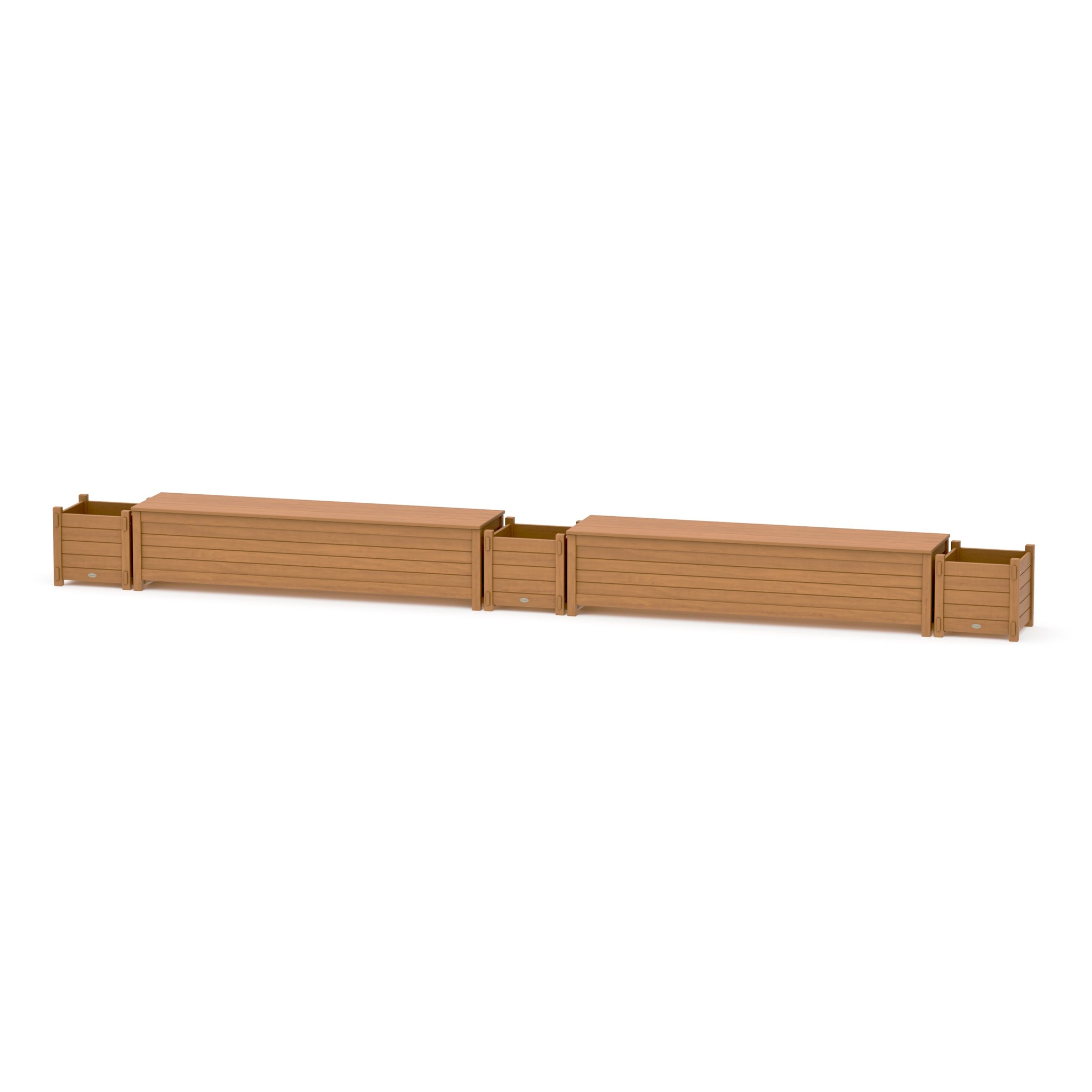 72" Nautical Straight Double Planter Storage Bench Set