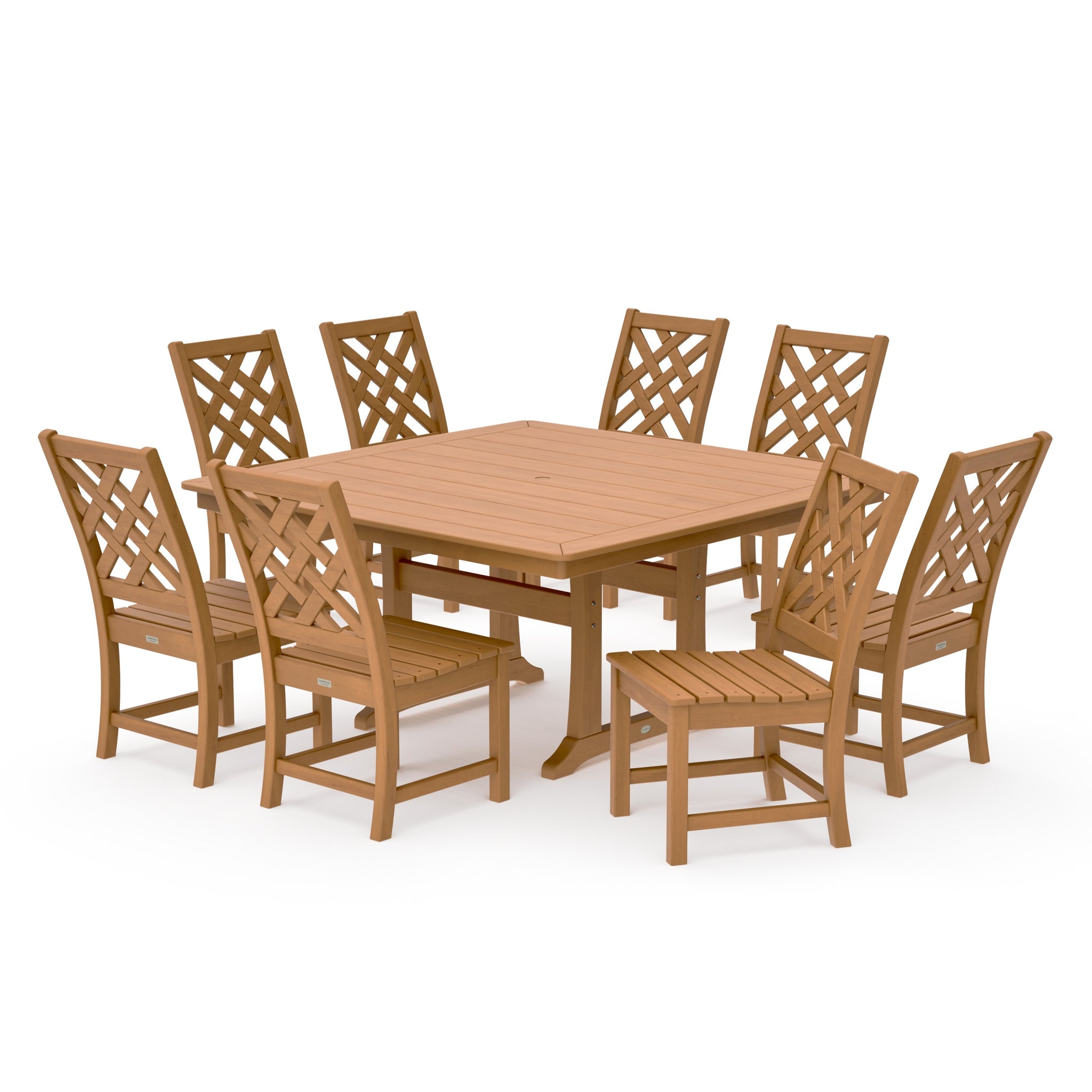 Wovendale Side Chair 9-Piece Square Dining Set with Trestle Legs