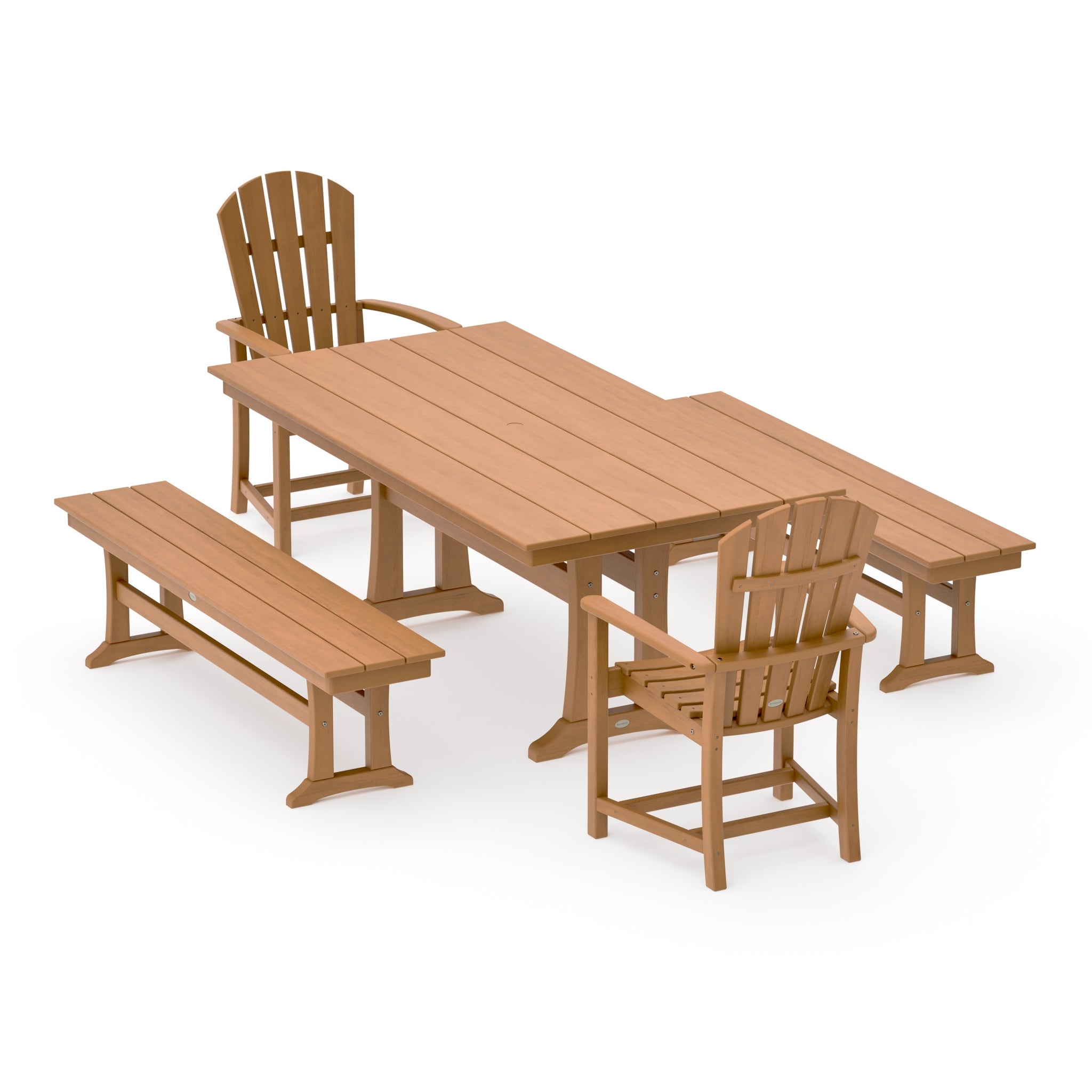 Palm Coast 5-Piece Farmhouse Dining Set With Trestle Legs