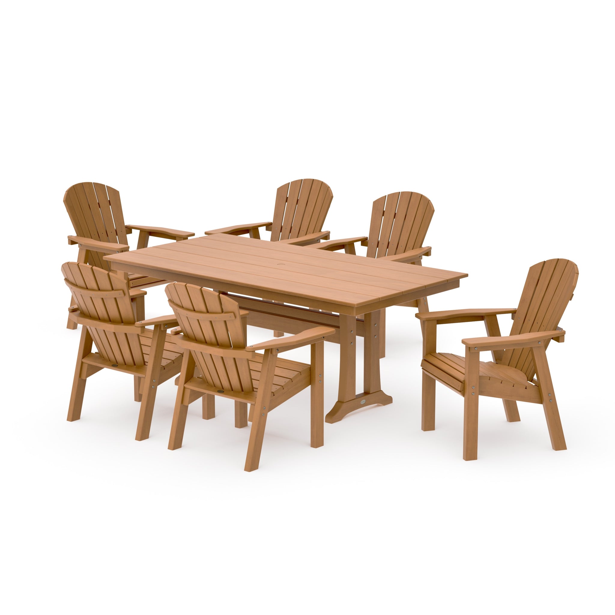 Seashell 7-Piece Farmhouse Dining Set with Trestle Legs