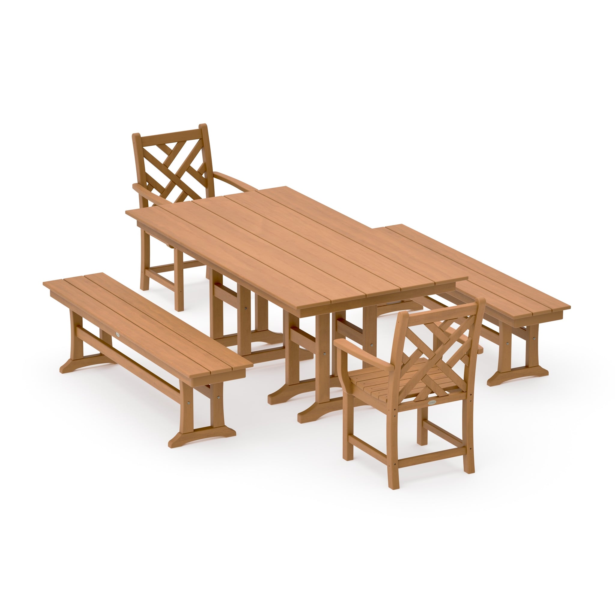 Chippendale 5-Piece Farmhouse Dining Set with Benches
