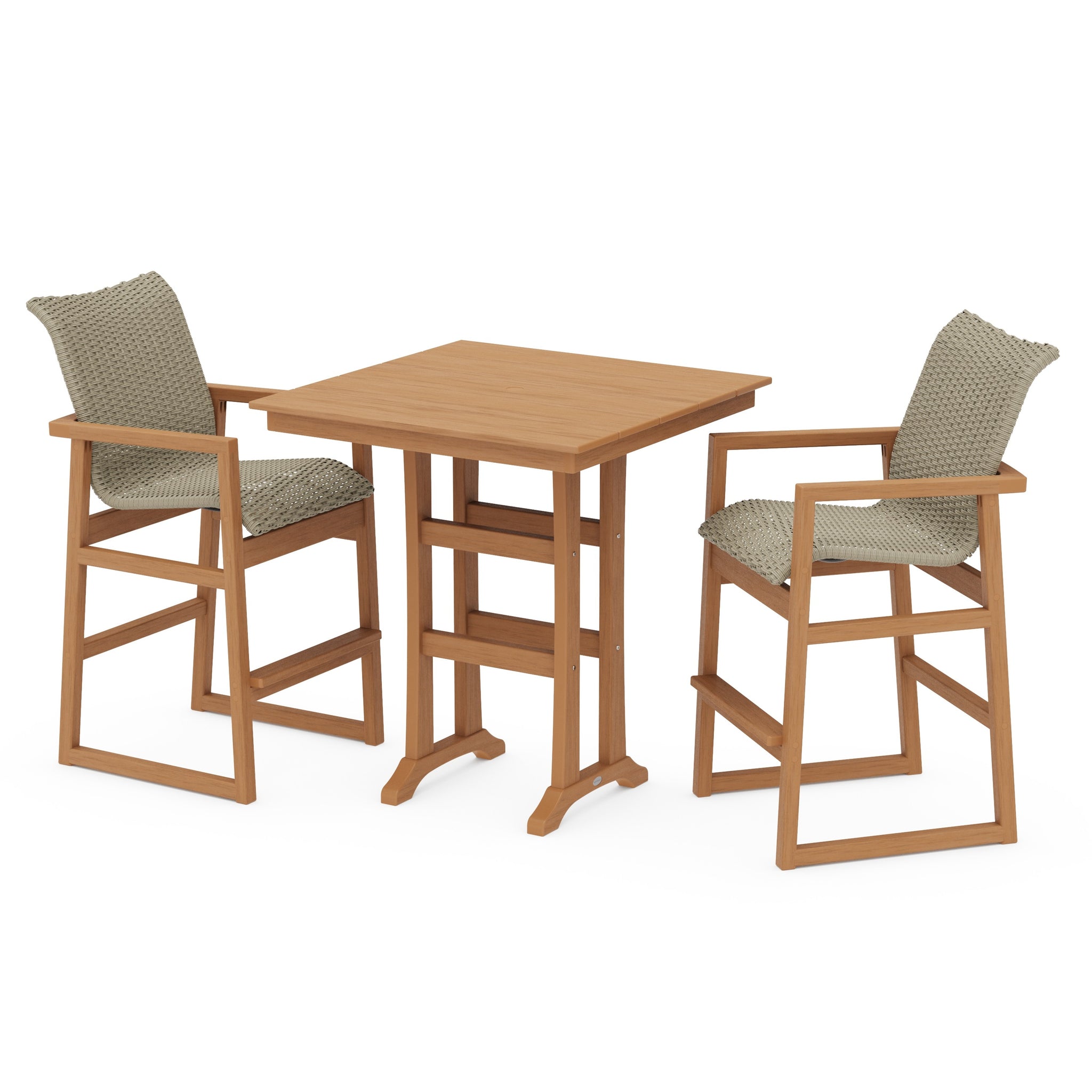 EDGE Woven 3-Piece Farmhouse Bar Set with Trestle Legs
