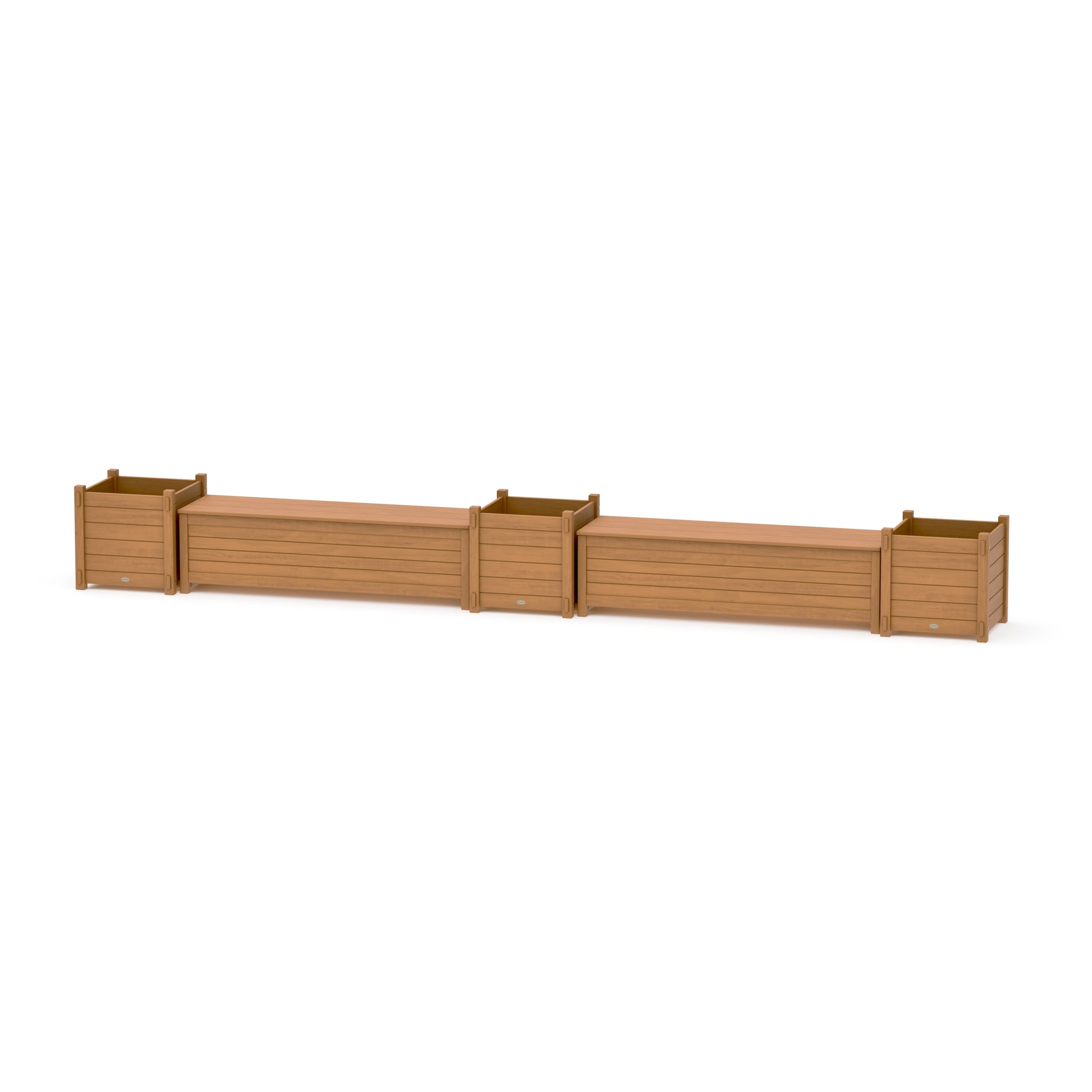 60" Nautical Straight Double Planter Storage Bench Set- Large