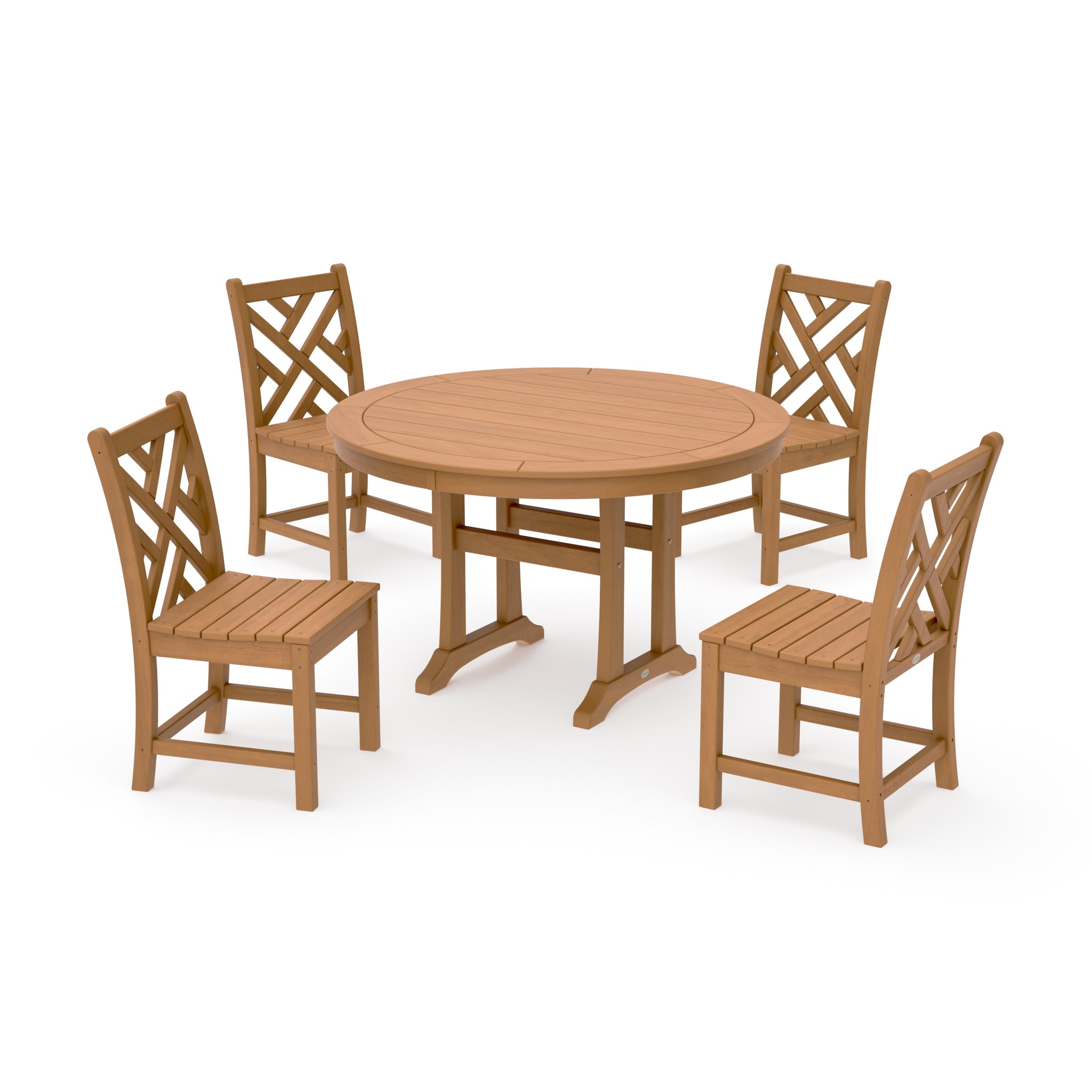 Chippendale Side Chair 5-Piece Round Dining Set With Trestle Legs