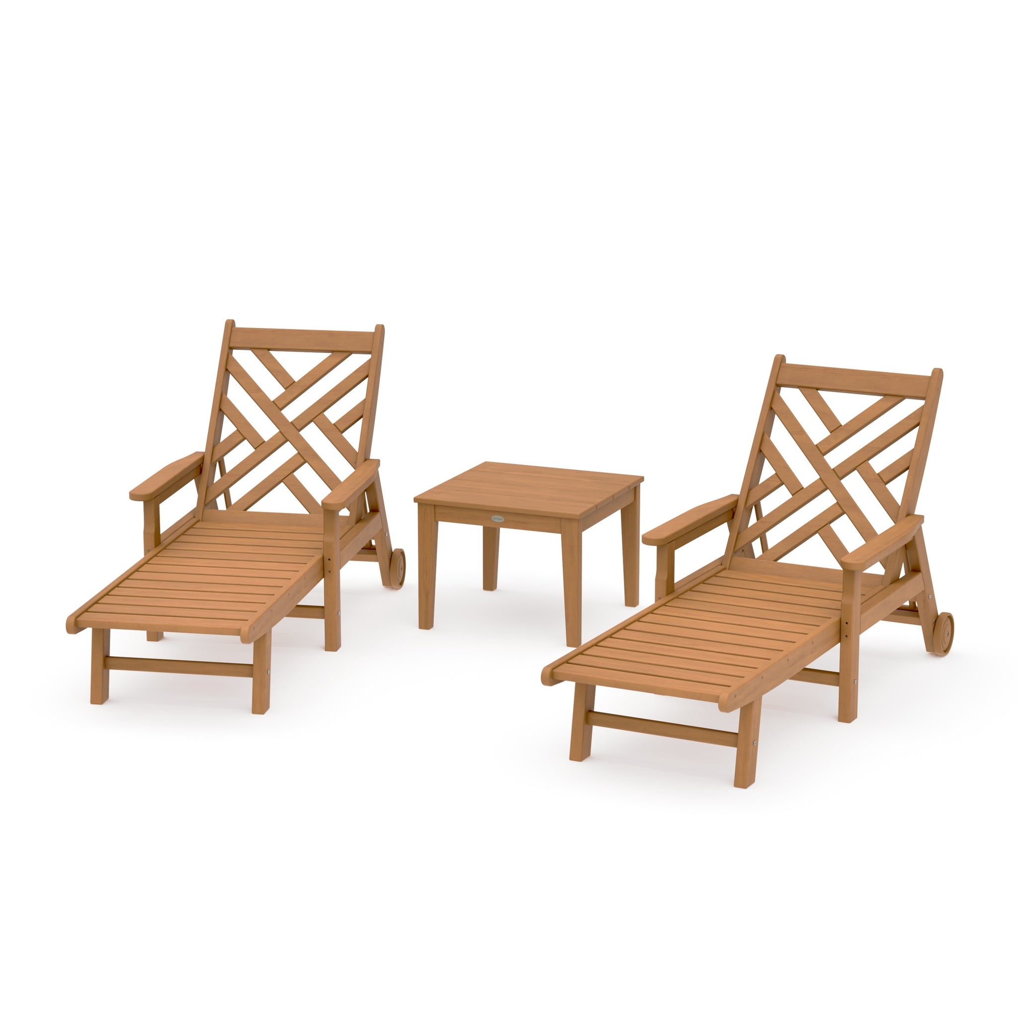 Chippendale 3-Piece Chaise Set with Arms and Wheels