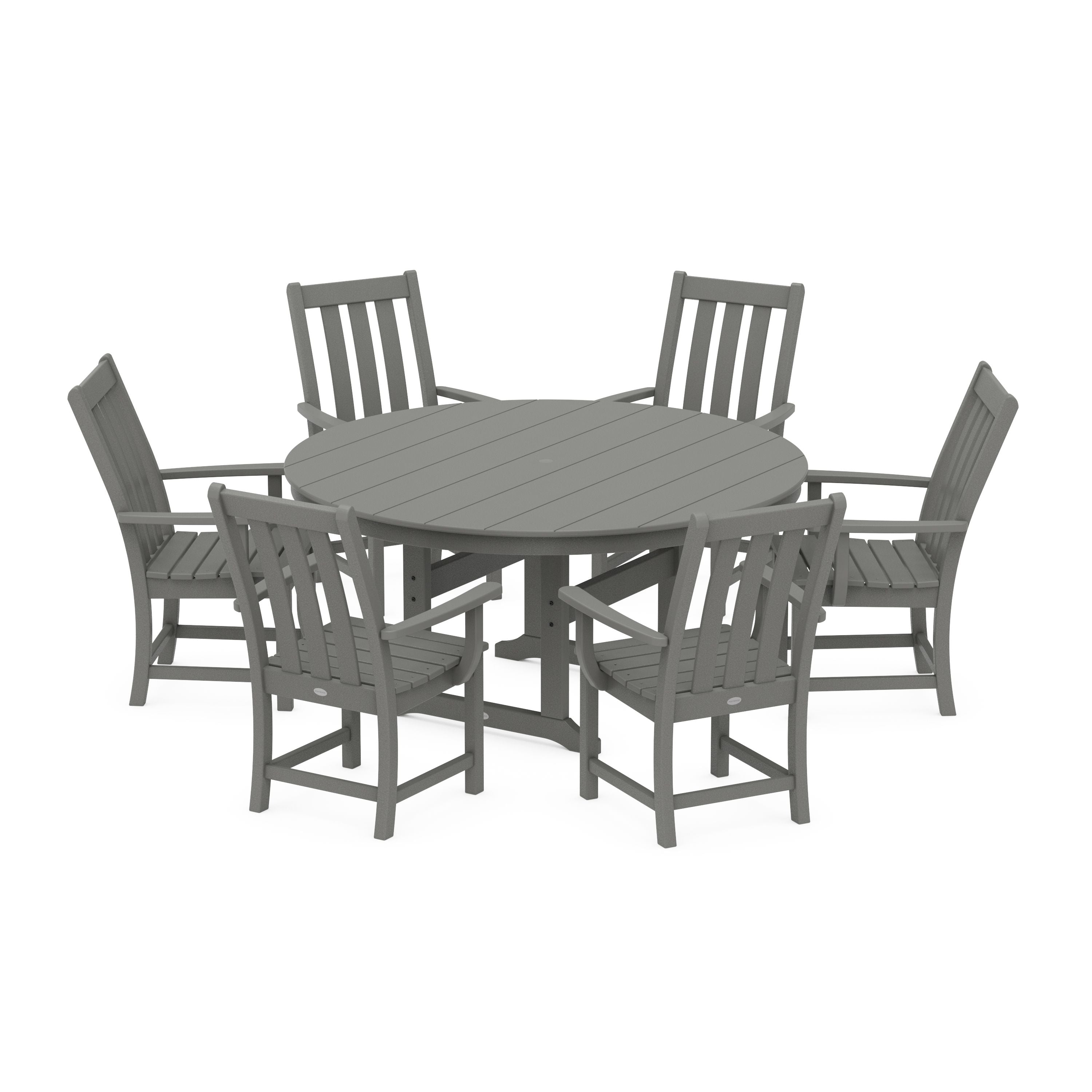 Vineyard 7-Piece Arm Chair Round Farmhouse Dining Set