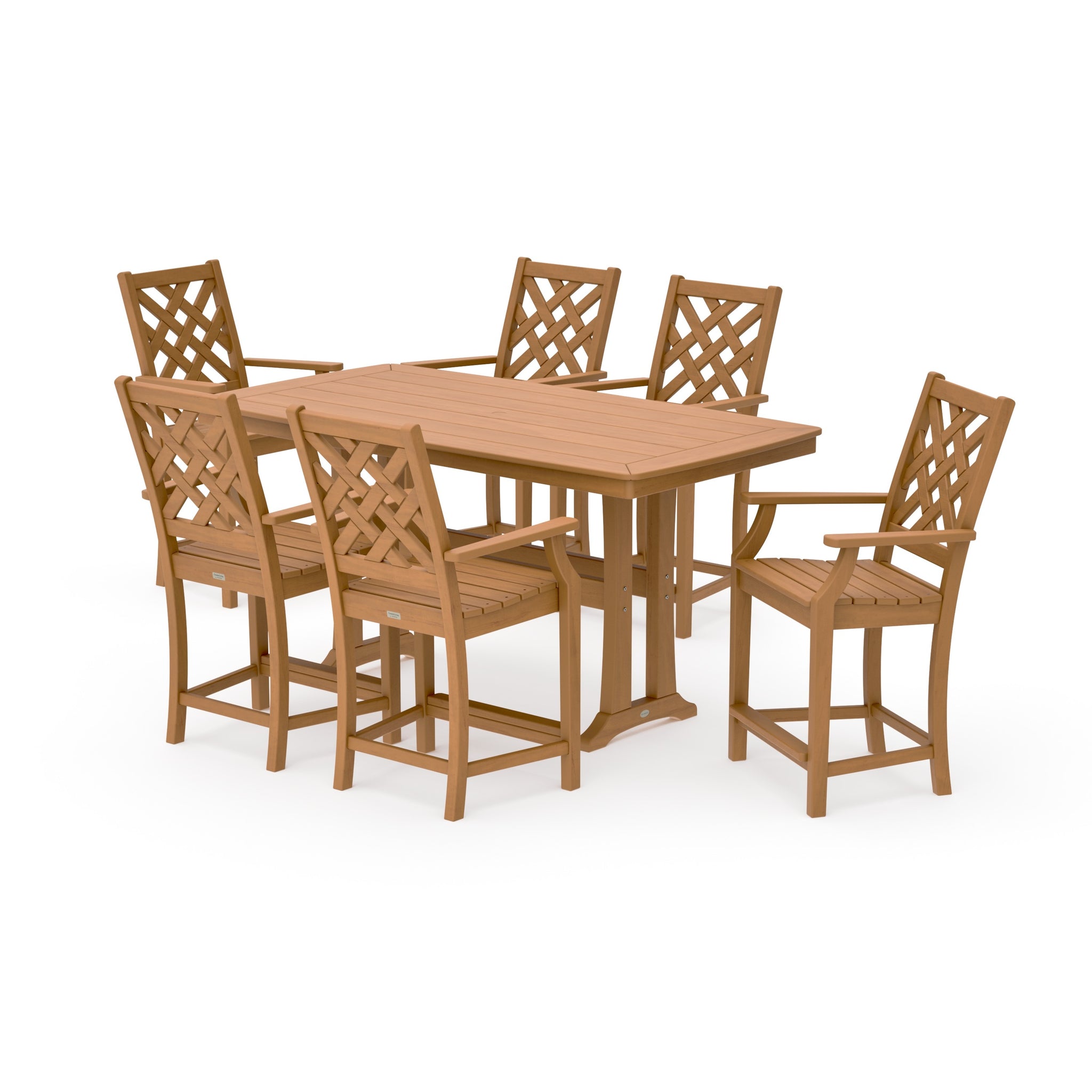 Wovendale Arm Chair 7-Piece Counter Set with Trestle Legs