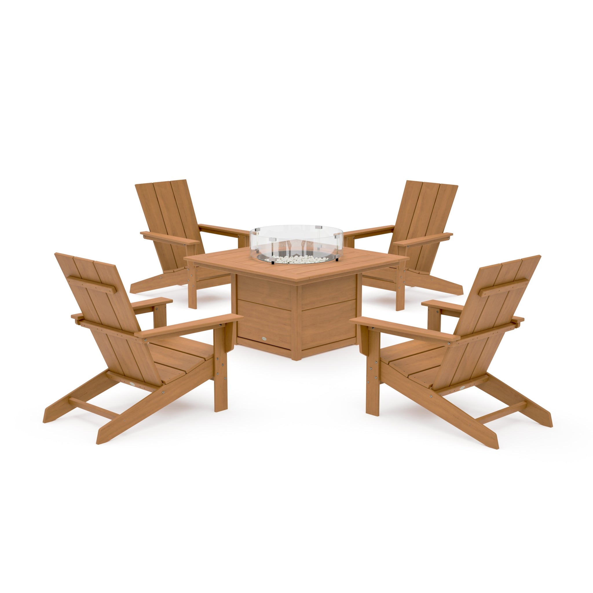 5-Piece Modern Studio Adirondack Conversation Set with Fire Pit Table