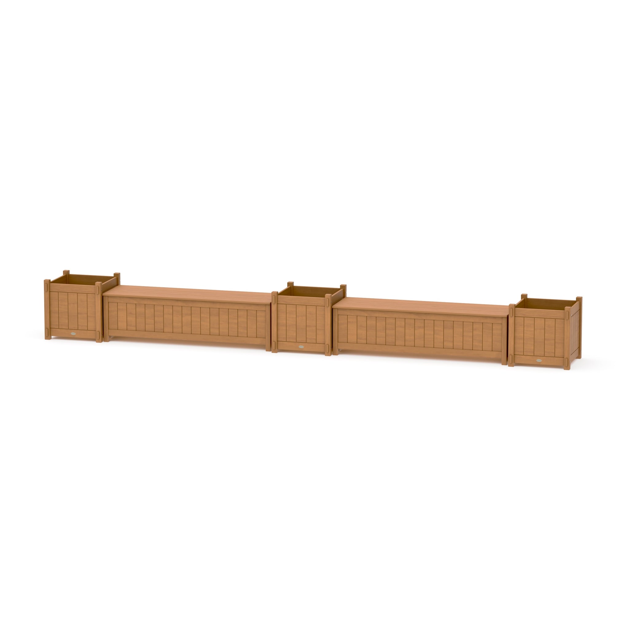 60" Vineyard Straight Double Planter Storage Bench Set- Large