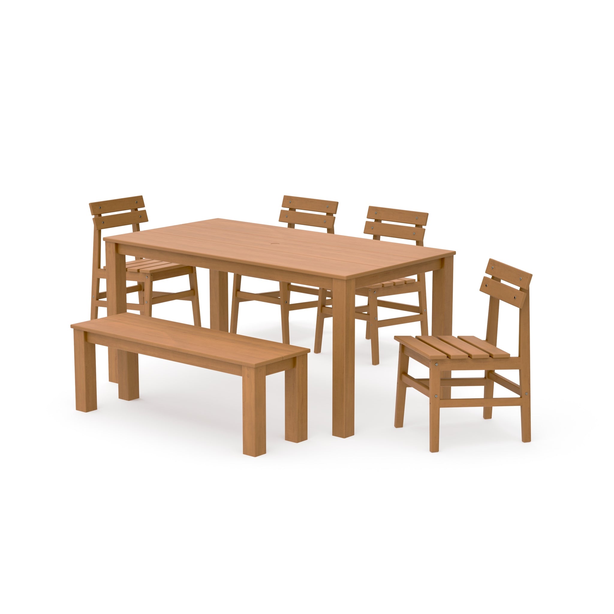 Modern Studio Plaza Chair 6-Piece Parsons Dining Set with Bench