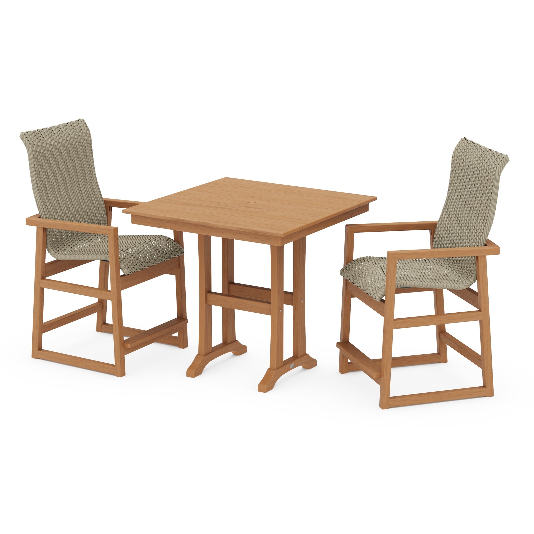 EDGE Woven Highback 3-Piece Farmhouse Counter Set with Trestle Legs