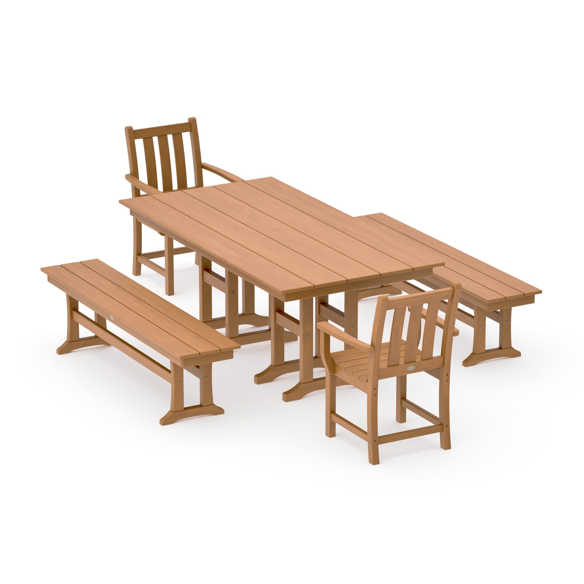 Traditional Garden 5-Piece Farmhouse Dining Set with Benches