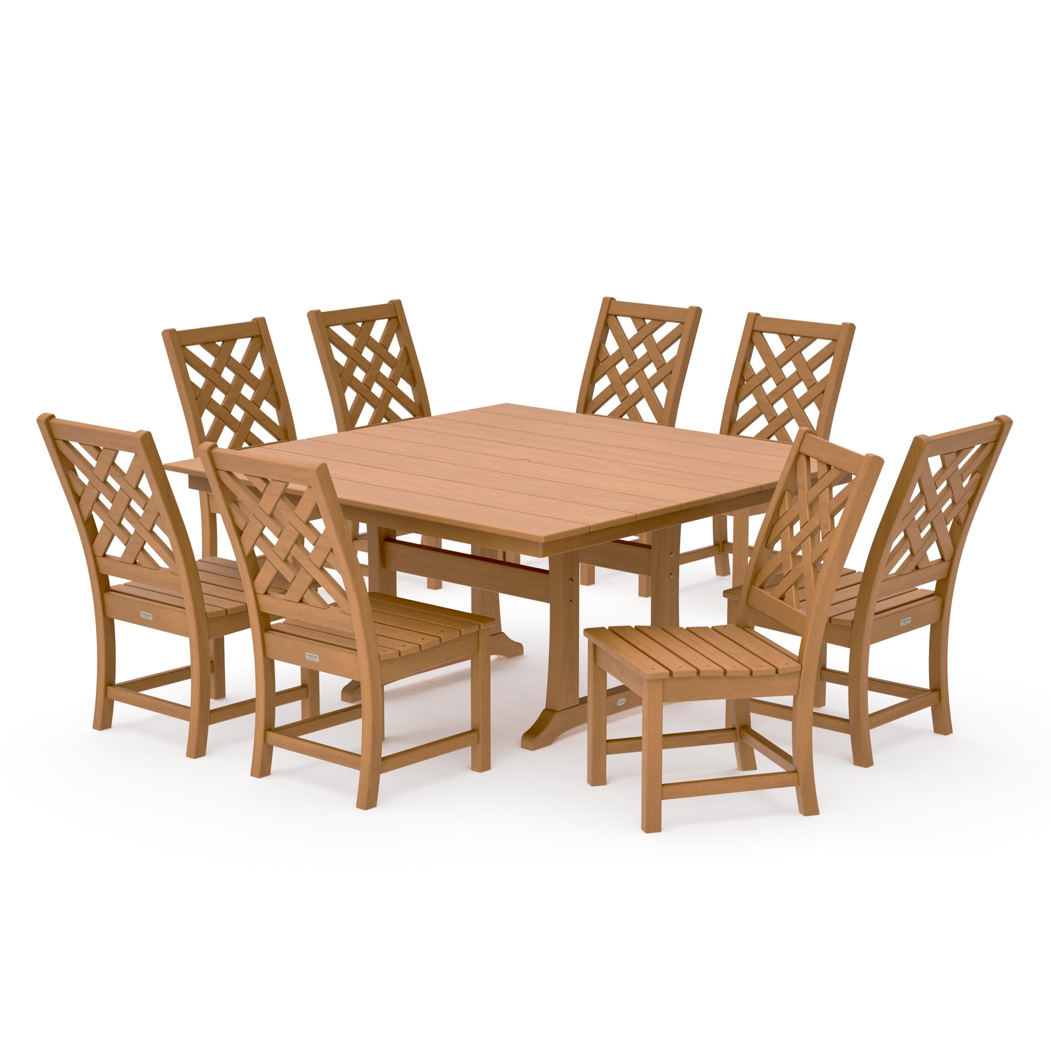Wovendale Side Chair 9-Piece Square Farmhouse Dining Set with Trestle Legs