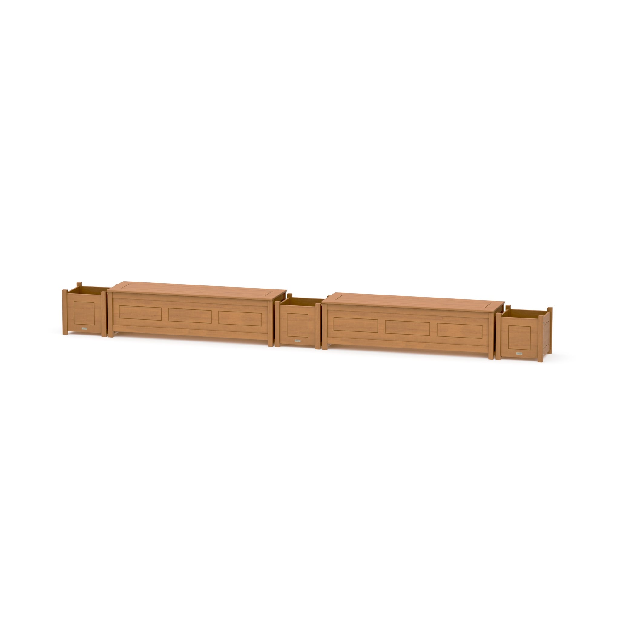 60" Country Living Straight Double Planter Storage Bench Set