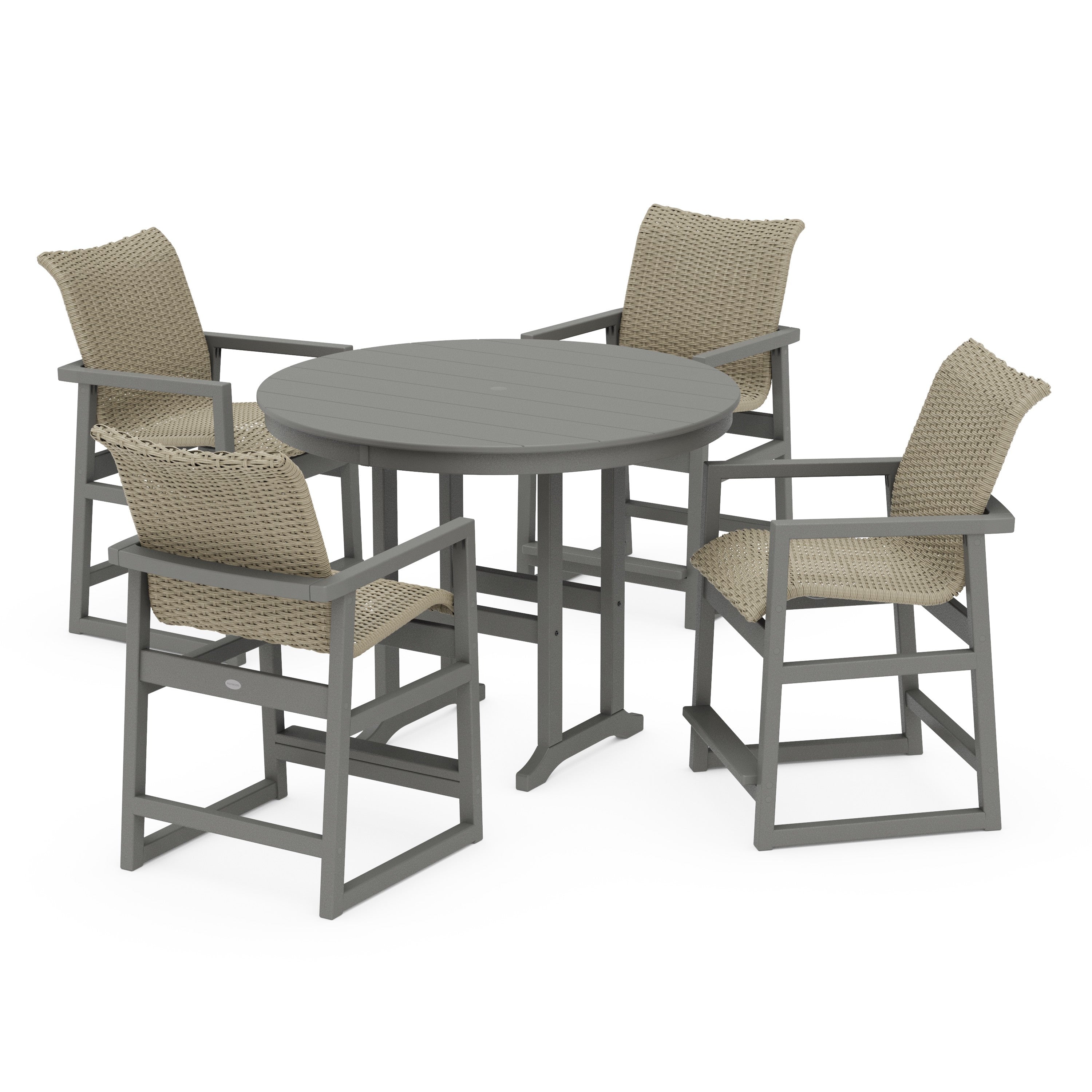 EDGE Woven 5-Piece Round Farmhouse Counter Set
