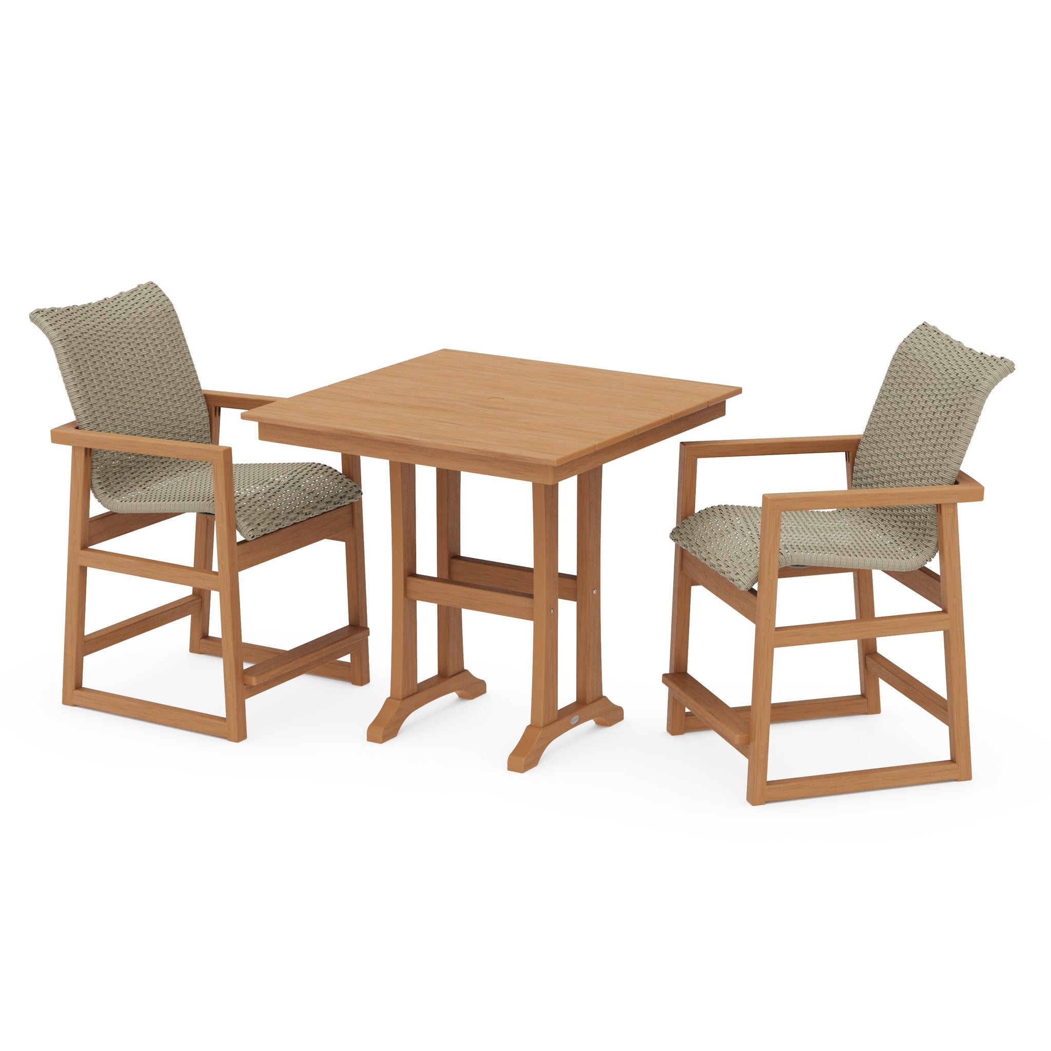 EDGE Woven 3-Piece Farmhouse Counter Set with Trestle Legs