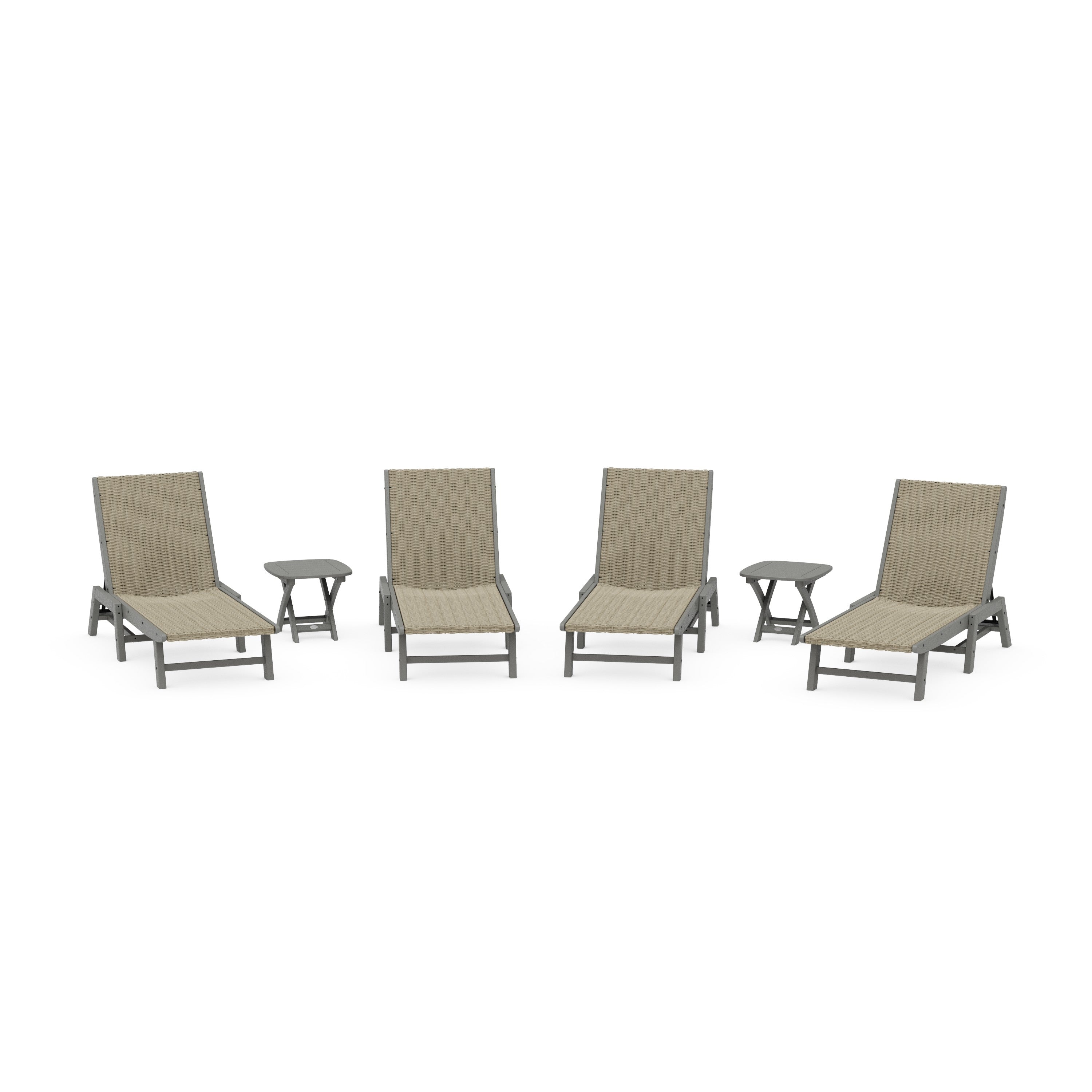 6- Piece Coastal Woven Chaise Chaise Lounge Set